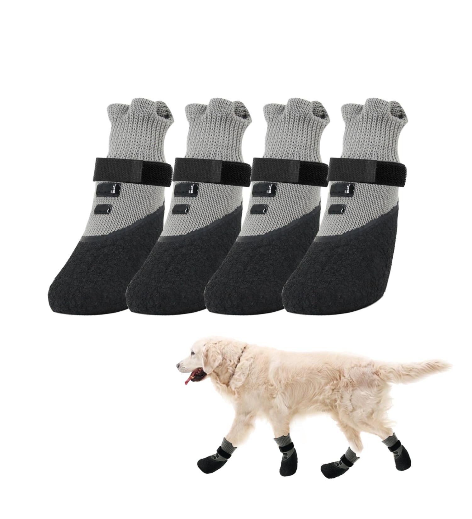Fychuo Dog Socks Paws Stop Licking 4 Pack Dog Boots for Injured Paws Waterproof Dog Socks with Grips Dog Shoes Large Dog Walking Anti Slip Paw Protector for Dogs Pet - Buy Online on GoSupps.com