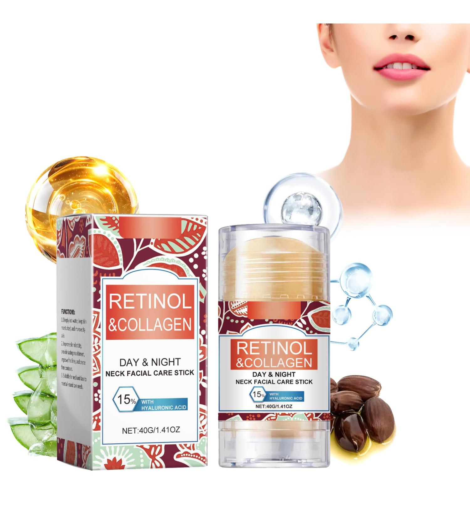 Retinol & collagen facial care stick 40 g retinol firming cream against wrinkles day and night neck firming cream longlasting care for all skin types - Buy Online on GoSupps.com