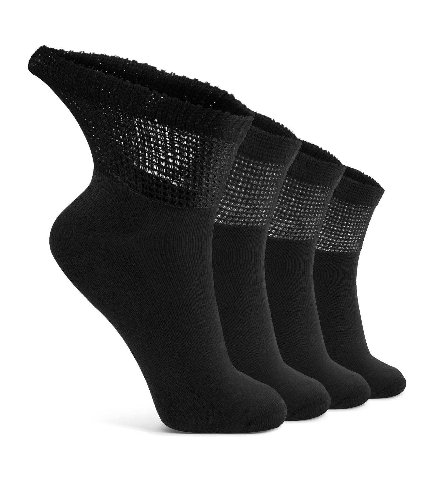 LIN Diabetic Socks 13-15 for Men & Women - Non-Binding Circulatory Extra Wide Top Quarter Socks - Ideal for Edema, Neuropathy, Lymphedema - Available in 4 pairs - Buy Online on GoSupps.com