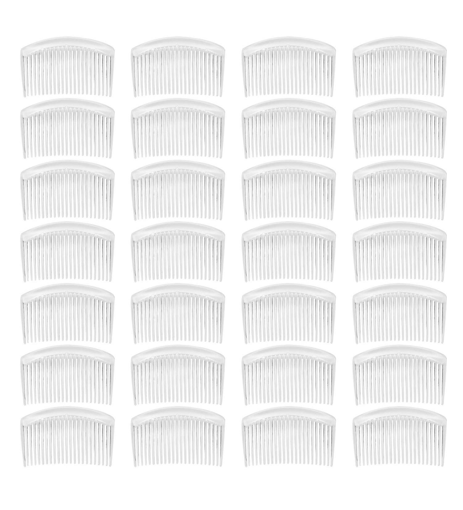 28 Pack Clear White Small Plastic Hair Side Comb With Long Teeth Hairpins Grips Barrettes Clamps Bows for Women Bridal Wedding Veil Decorative Headpiece Freach Twist Updo Bun Accessories - Buy Online on GoSupps.com