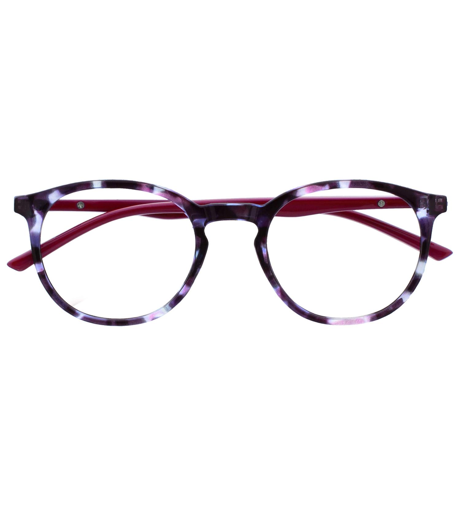 Opulize Met Blue Light Blocking Reading Glasses | Slim Round Frame | Spring Hinges | Anti-Reflective | Improve Sleep | Computer Gaming | Purple Tortoiseshell | Unisex +2.50 Magnification - Buy Online on GoSupps.com