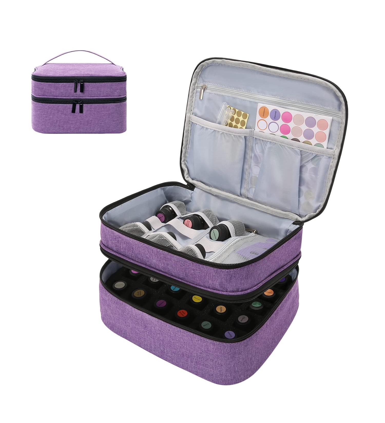 Kgmcare Essential Oil Pocket Storage Pouch for 30 Bottles | Double-Layered Travel Organizer for 5ml-15ml Essential Oils & Accessories - Purple - Buy Online on GoSupps.com