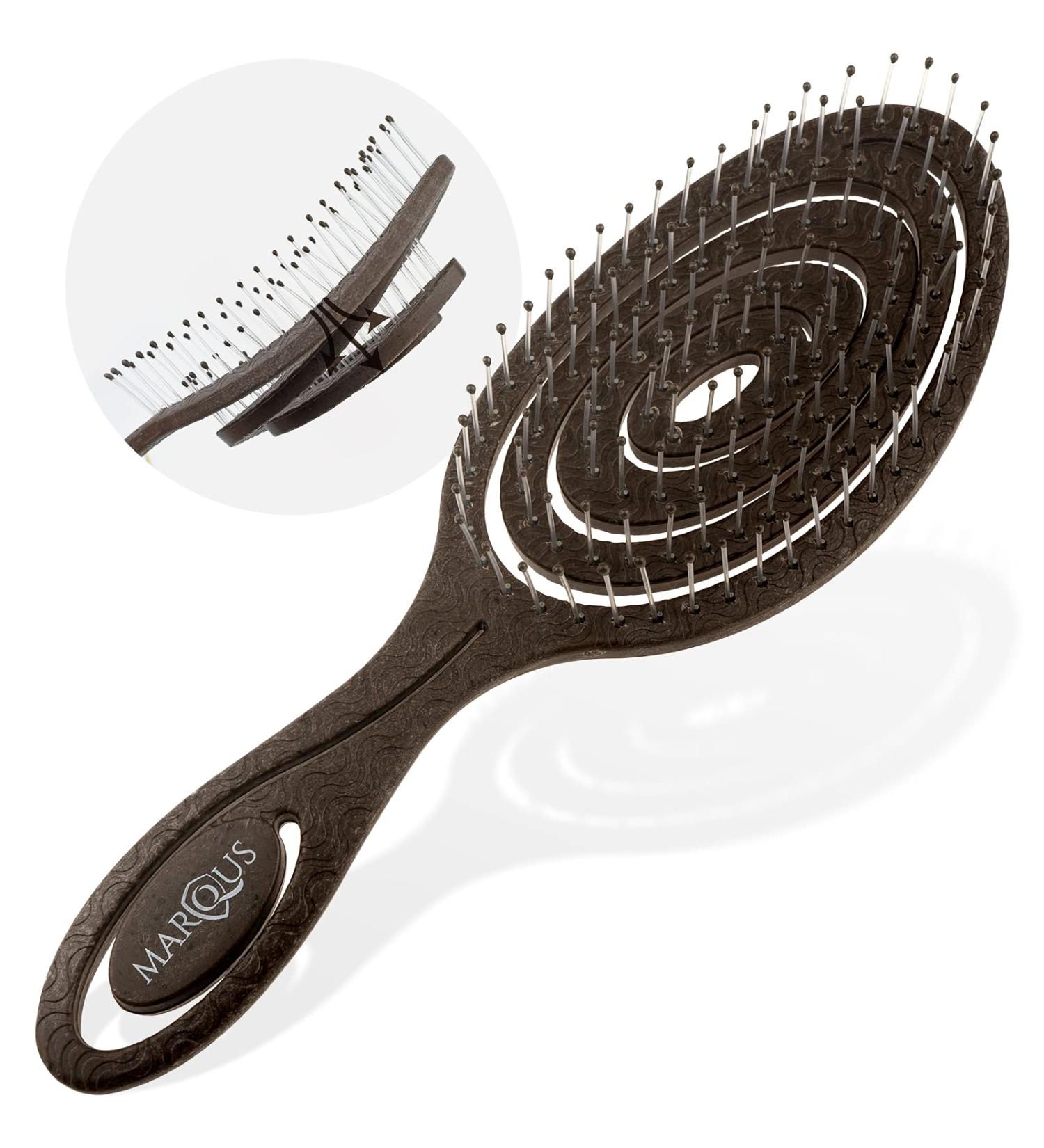 marQus Hair Detangler Brush - Natural Coffee Brush with Bending Bristles for Effortless Tangle Removal - Buy Online on GoSupps.com