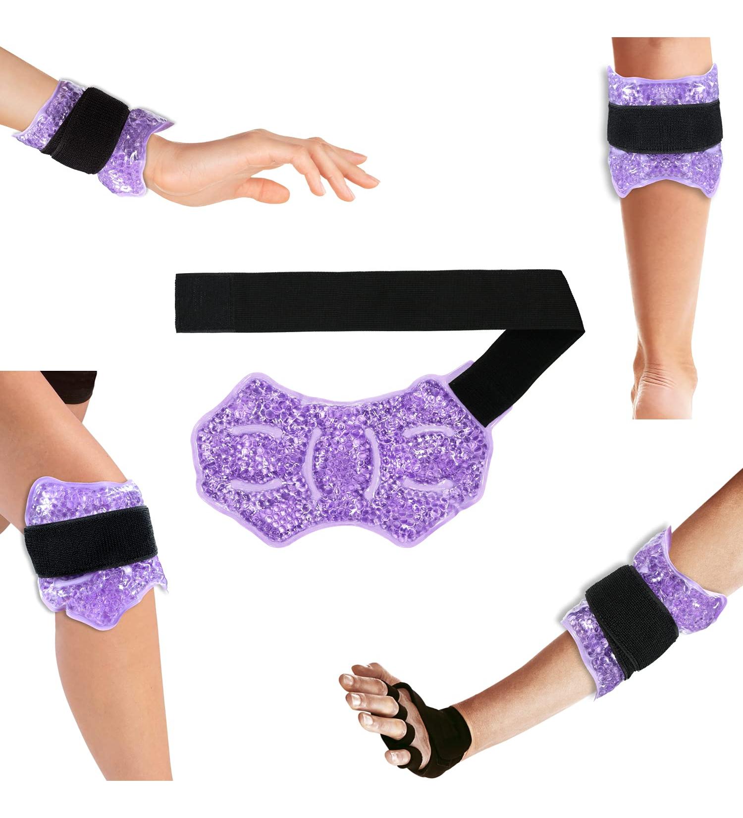 Ankle/Sport Foot Ice Therapy Wrap - Hot Cold Gel Pack with Adjustable Brace for Sprains, Plantar Fasciitis, Achilles Tendonitis - Purple - Buy Online on GoSupps.com