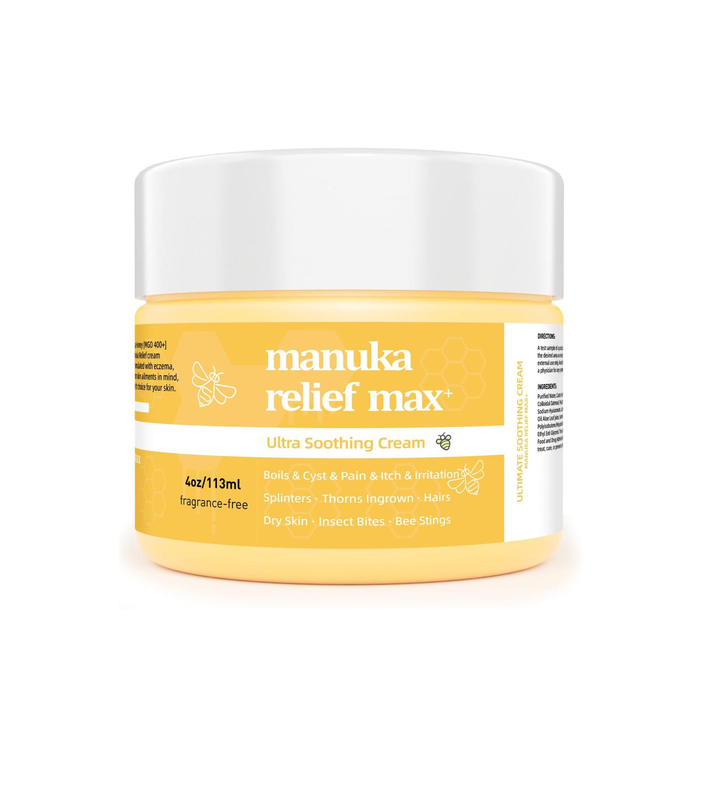 Manuka Honey Oil Balm Natural Antifungal Cream Boils Cyst Removal Splinter Remover Boil Ease Ingrown Hair Chigger Carbuncle Pilonidal Bug Mosquito Spider Bites bee Sting Kids Adults 4 Fl Oz (Pack of 1)8h Fast Acting - MAX STRENGTH