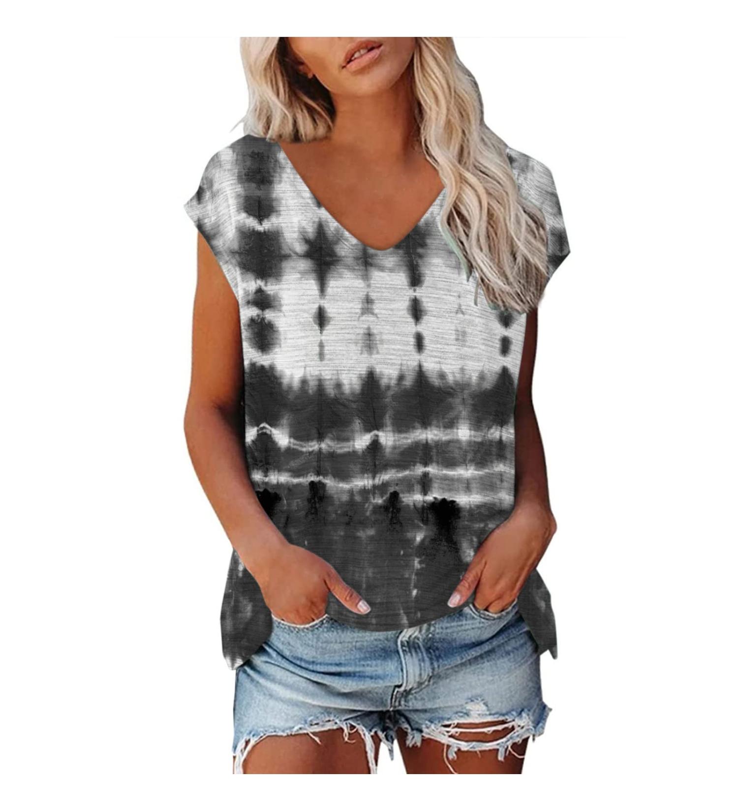 Short Sleeve T Shirts Clothing Woman T-Shirt Casual Black Clothing Top Women's Floral Pattern for Women Crop Tops Shirt Shirts Top Women's Summer Tank Top 4-dark Grey XL - Buy Online on GoSupps.com
