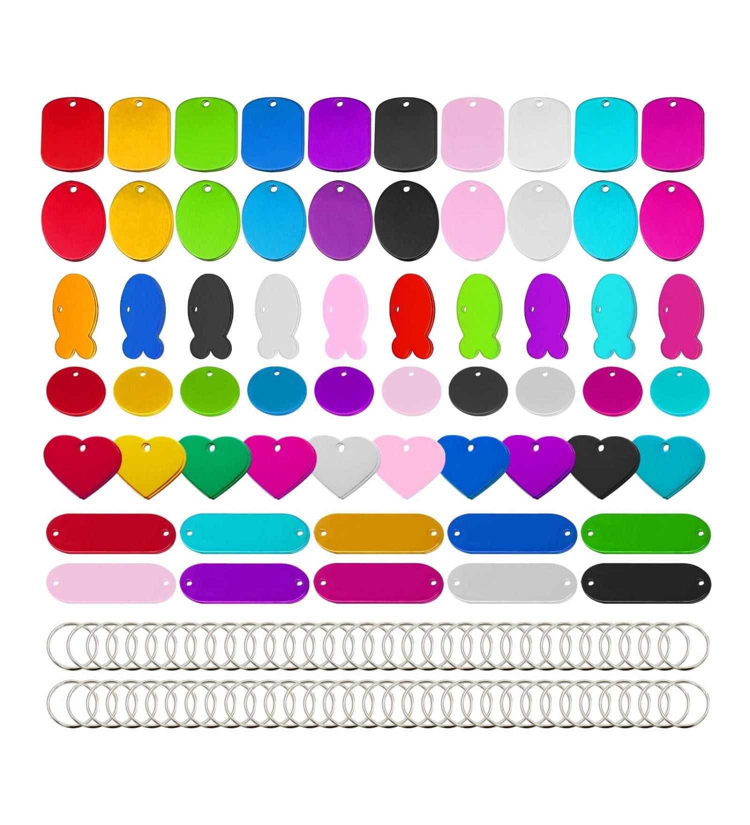 72-Pack Pet Metal Name Shields Round Square & Heart Pendants for Dogs & Cats | Custom Name Tags - Buy Online on GoSupps.com