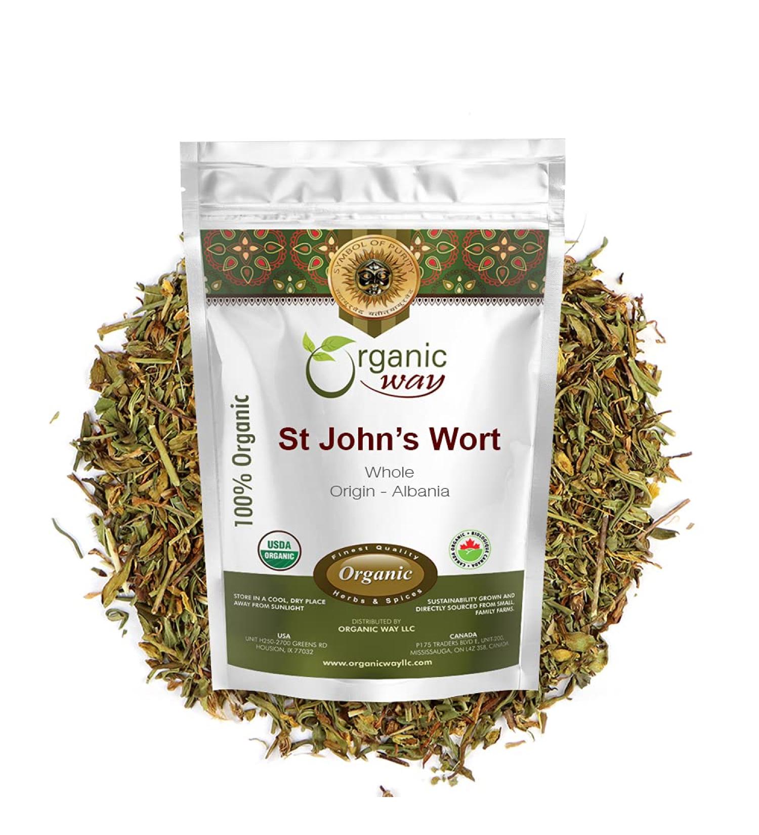 Organic Way St. John's Wort Whole (Hypericum perforatum) - Herbal Tea | European Wild-Harvest | Organic Kosher & USDA Certified | Vegan Non GMO & Gluten Free | Origin - Albania (1LBS / 16Oz) 16 Ounce (Pack of 1) - Buy Online on GoSupps.com