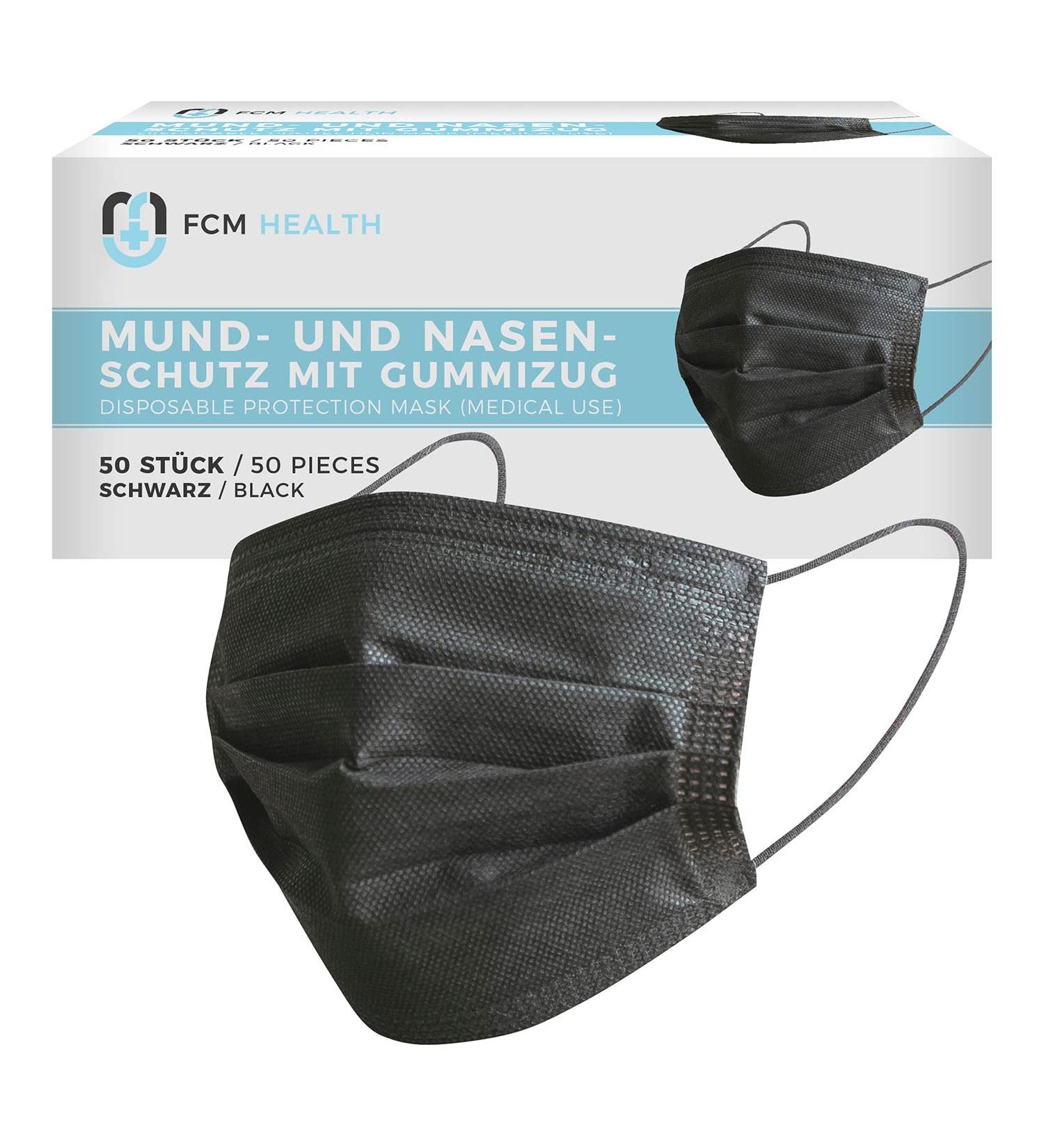 MeaVita 3-Ply Black Disposable Masks - Type IIR Pack of 50 - Medical Mouth & Nose Protection - Buy Online on GoSupps.com