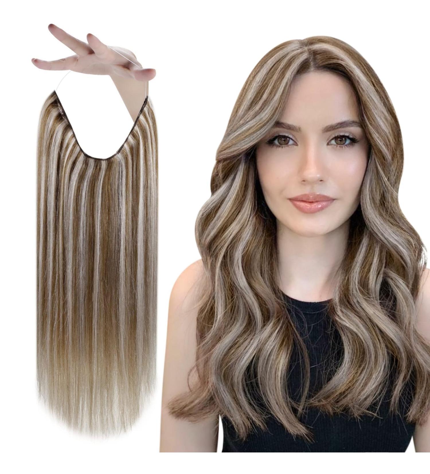 Vivien Real Hair Wire Extensions - Light Brown with Blonde Highlights | 35cm 50g #P8/60 | Premium 3-in-1 Hair Solutions - Buy Online on GoSupps.com