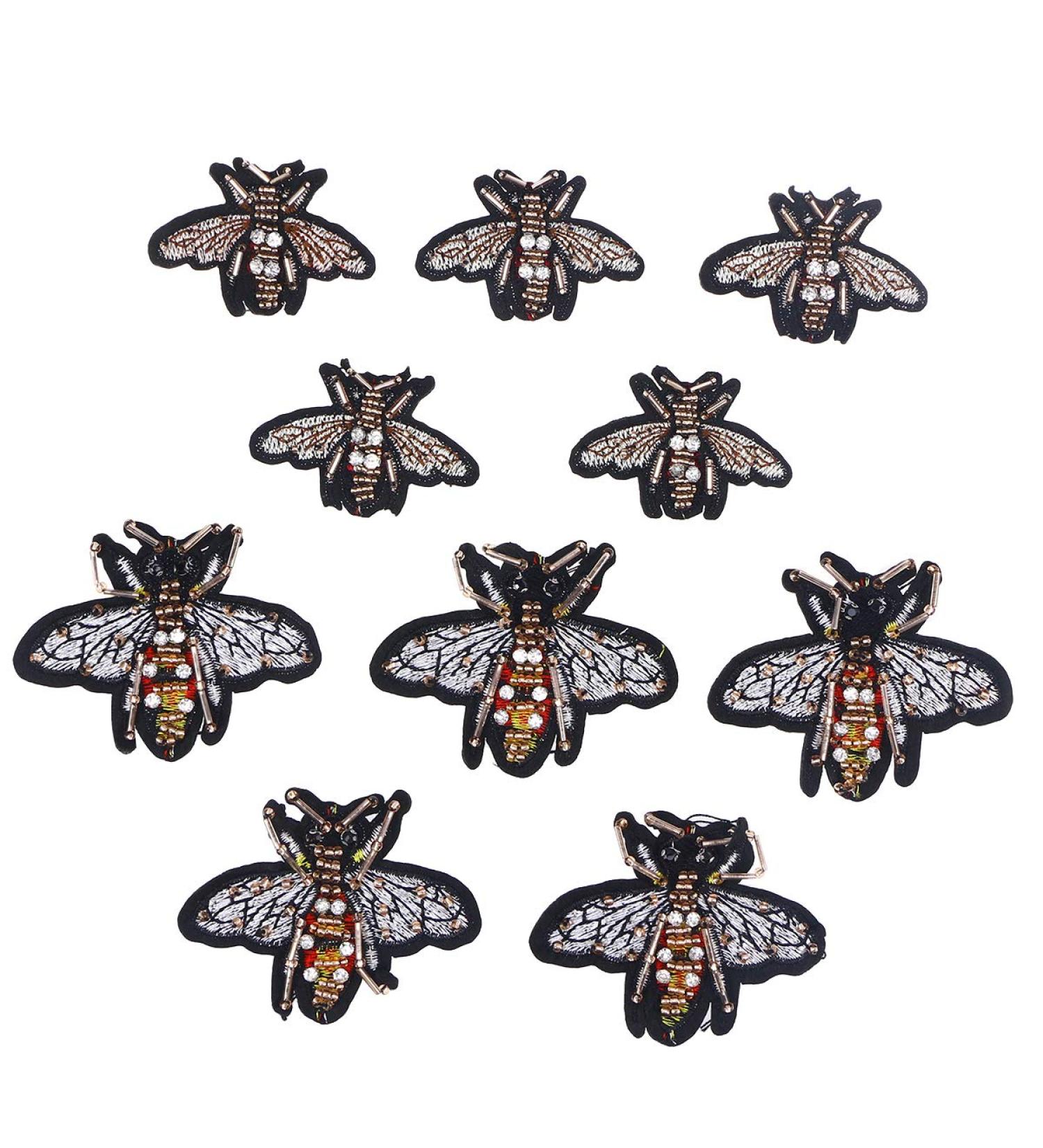 Supvox 10pcs Handmade Embroidered Bee Beaded Patch Appliques for DIY Apparel and Bags Decoration - Buy Online on GoSupps.com