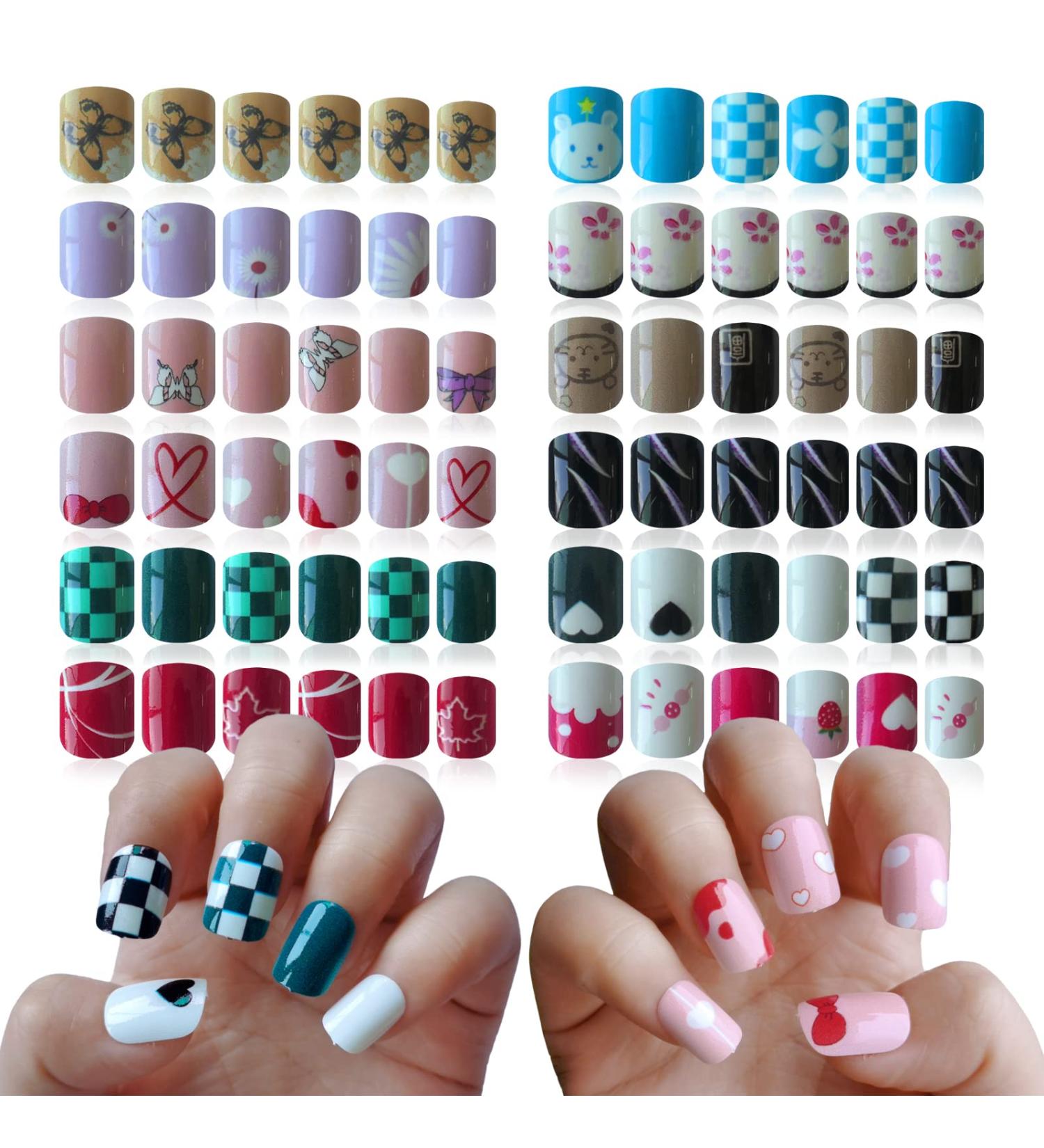 LoveOurHome 288pc Kids Short Press on Nails - Cute Butterfly Heart Animal Flower Design - Buy Online on GoSupps.com