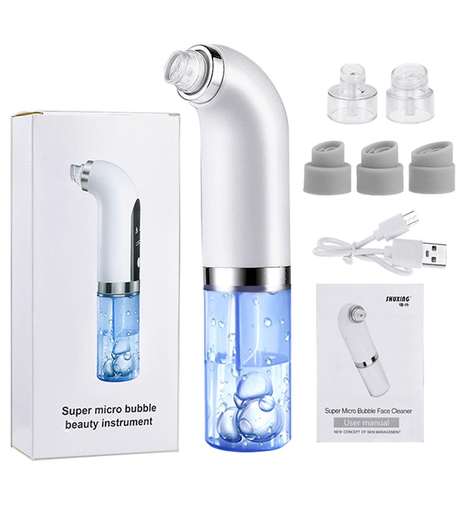 Super Micro Bubble Beauty Instrument Blackhead Remover with 6 Suction Heads Replaceable Strong Suction Comedone Extractor Tool (White One Size) One Size White - Buy Online on GoSupps.com