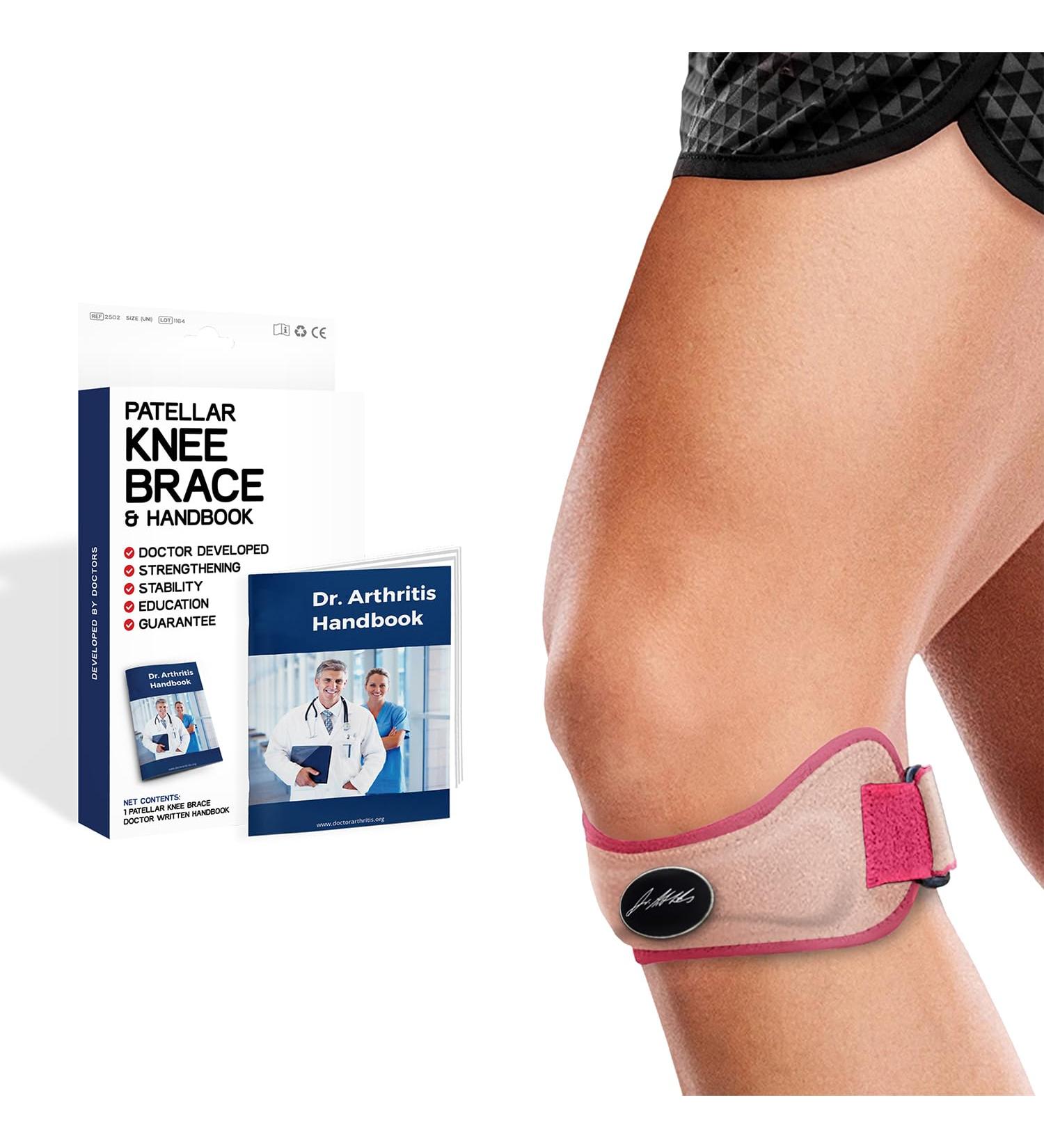 Patella Tendon Bandage - Adjustable Knee Support for Meniscus & Tendonitis | Designed by Doctors - Pink Single Pack - Buy Online on GoSupps.com
