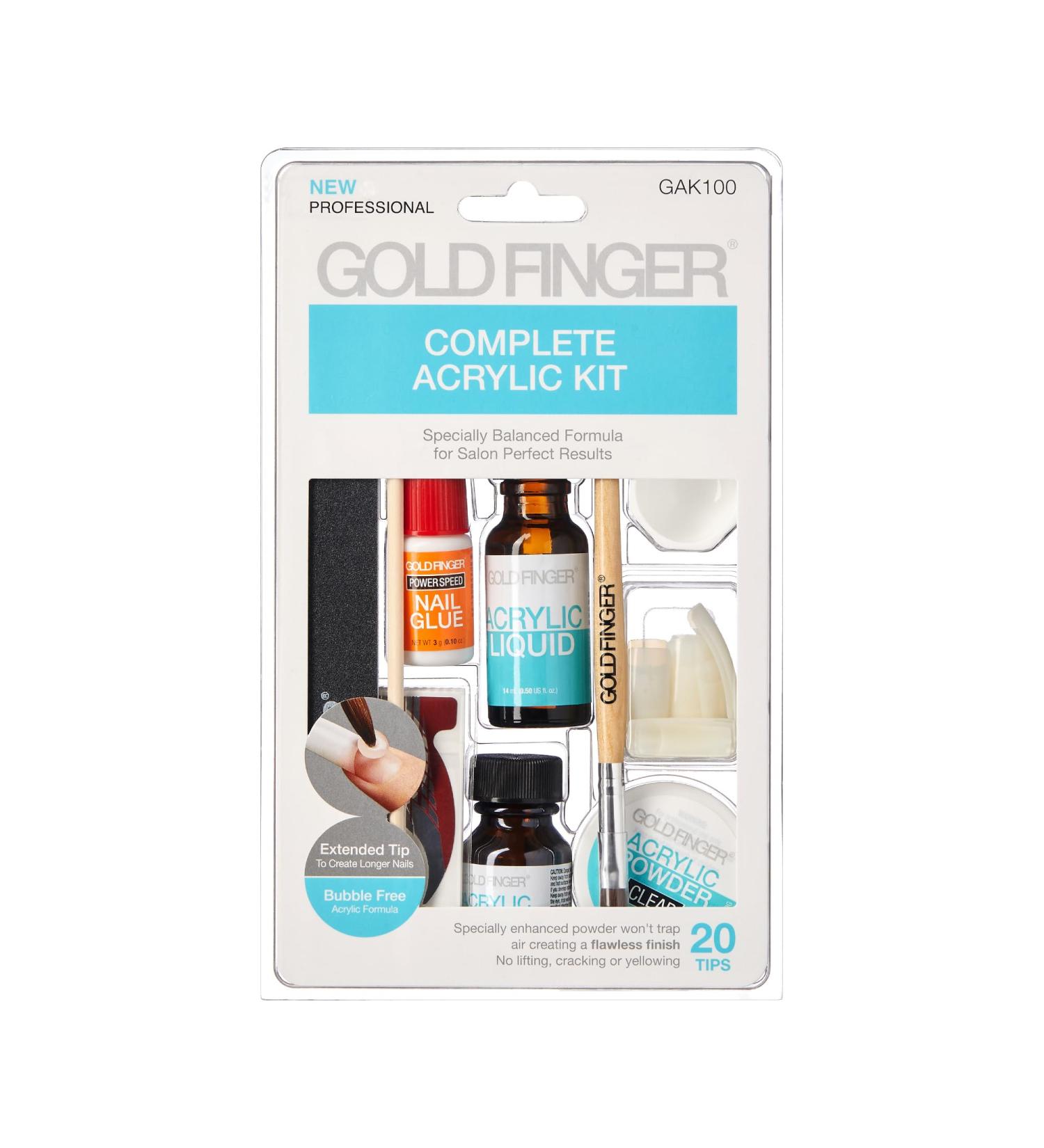 GoldFinger Professional Complete Acrylic Kit Full Manicure Set with Acrylic Clear Powder and Liquid Extended Tip Variety & Enhanced Essential Tools Nail Glue Included - Buy Online on GoSupps.com