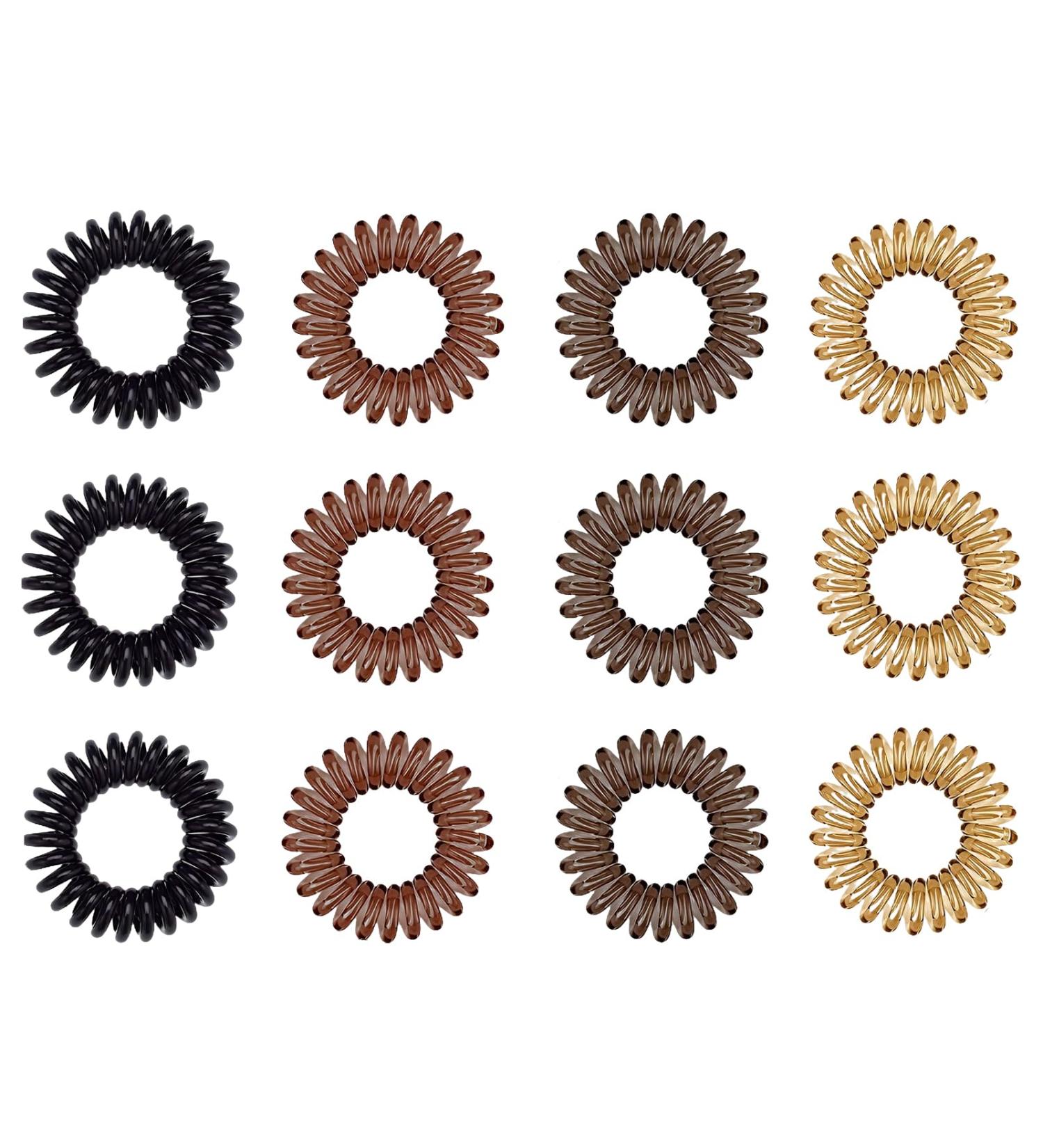 Spiral Hair Ties - 12 Super Comfy Coil Ties for Thick Hair - Phone Cord Hair Ties - No Crease Headband - Ponytail Coils in MultiColors - Buy Online on GoSupps.com