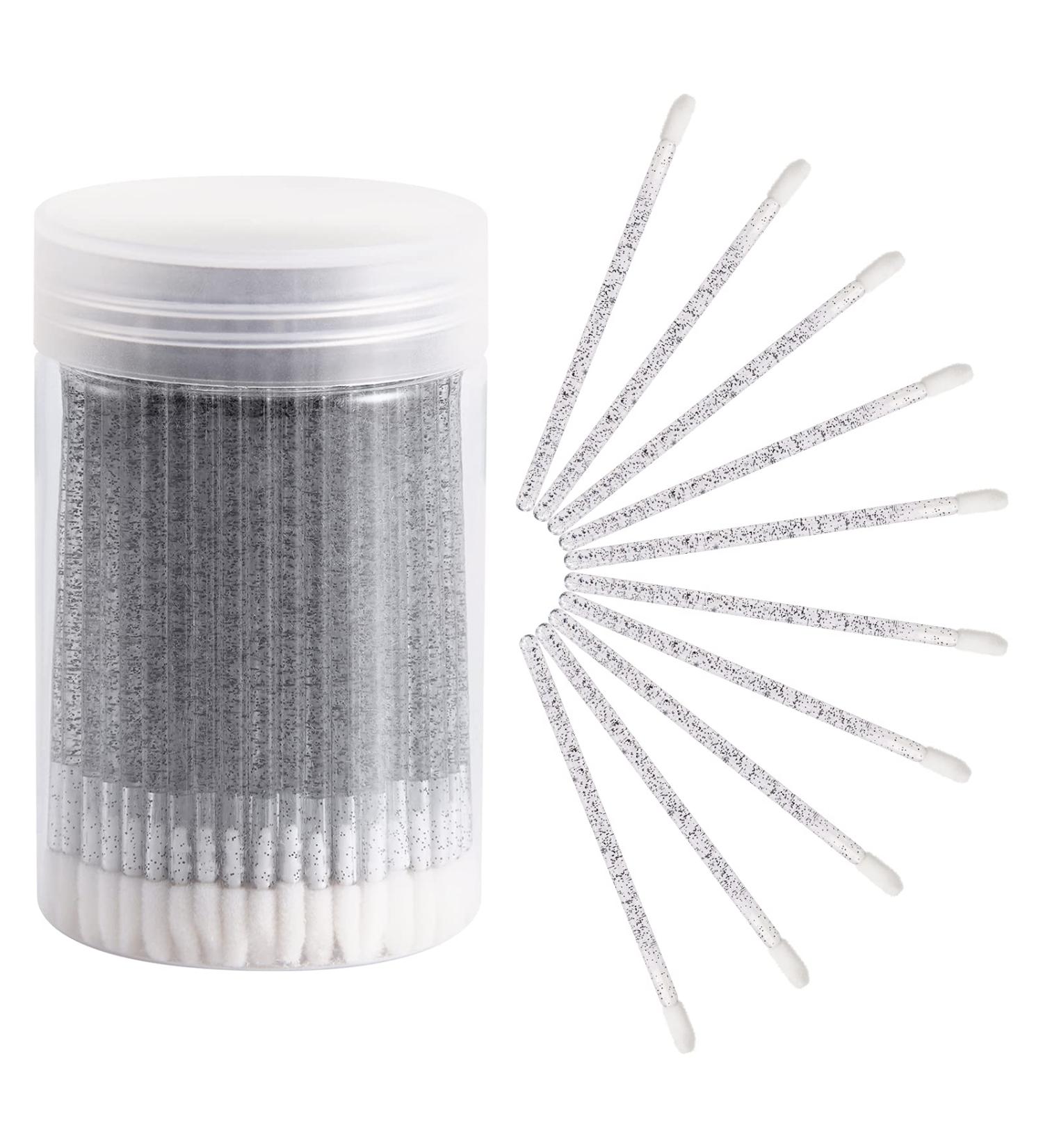100pcs Disposable Lip Brushes with Container - Crystal Lip Applicators for Eyelash Extensions and Lipgloss - Black - Buy Online on GoSupps.com