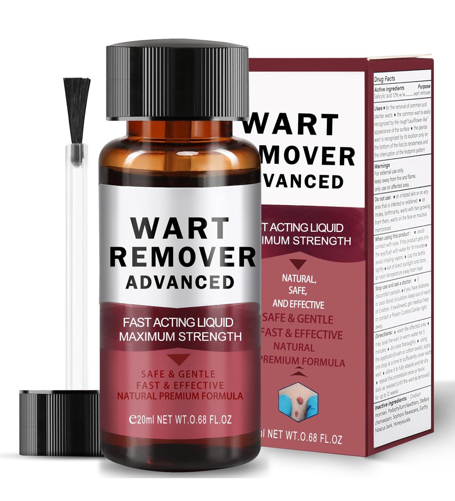 Wart Remover Liquid - Fast Acting Salicylic Acid Solution for Common & Plantar Warts | 0.68 Fl Oz | Safe & Natural Treatment - Buy Online on GoSupps.com