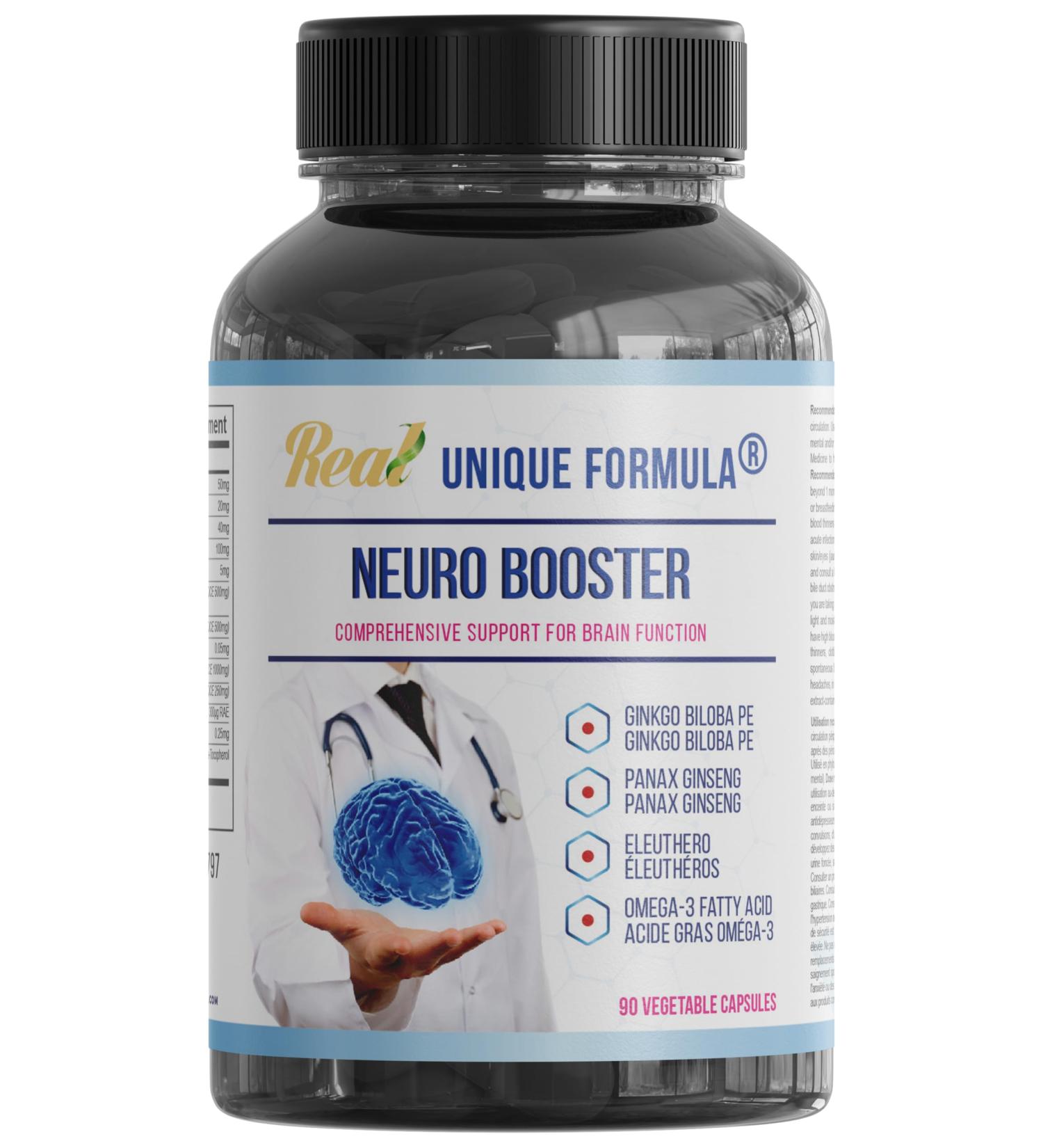 Neuro Booster Brain Support Supplement - Synergetic Mental Energy and Focus Supplement with Vitamins for Cognitive Enhancement - Mind and Memory Supplement for Brain Health 90 Capsules - Buy Online on GoSupps.com