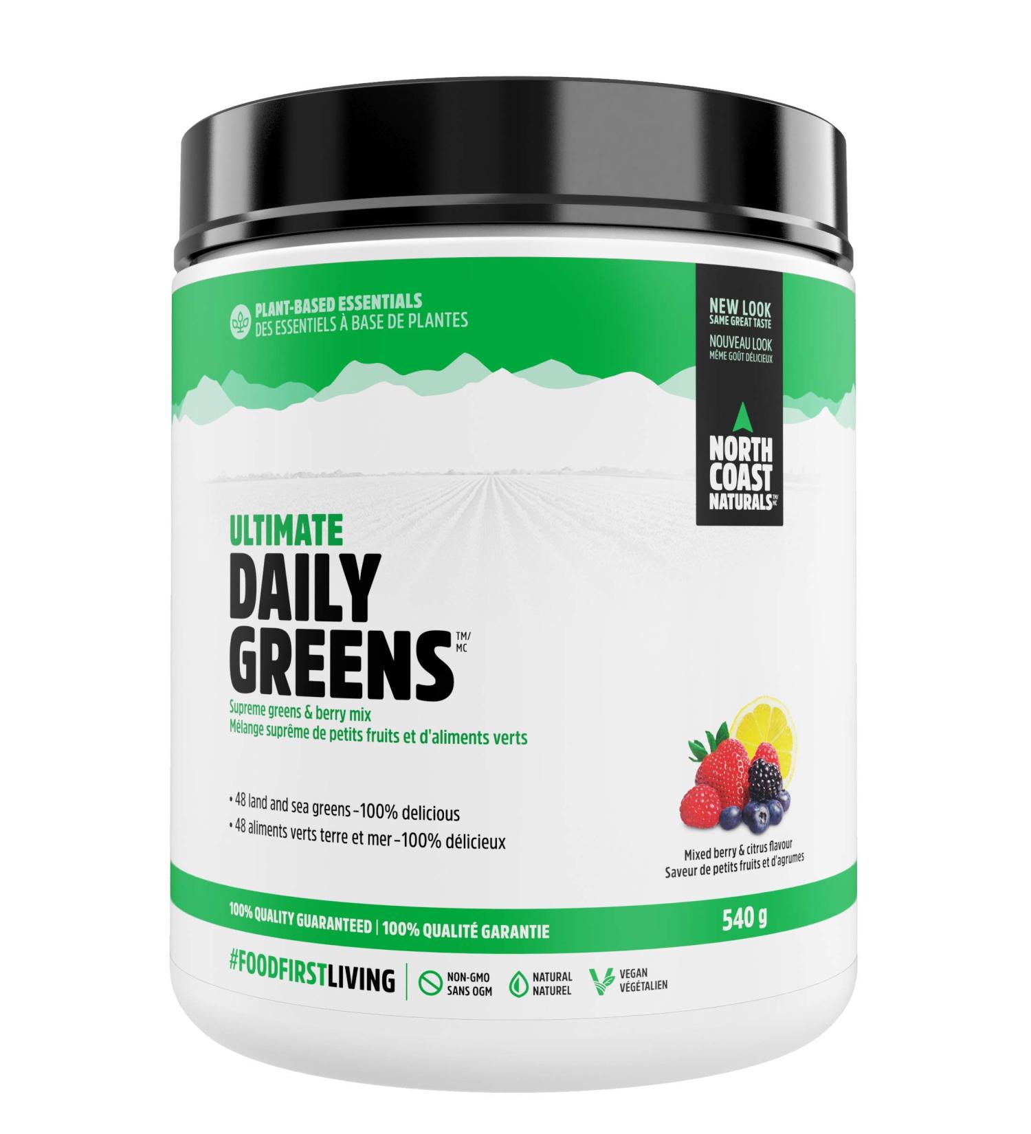 North Coast Naturals Ultimate Daily Greens | Superfood blend of superfruits land and sea greens - 540 g -Mixed Berry & Citrus Mixed Berry & Citrus Flavour 540 g (Pack of 1) - Buy Online on GoSupps.com
