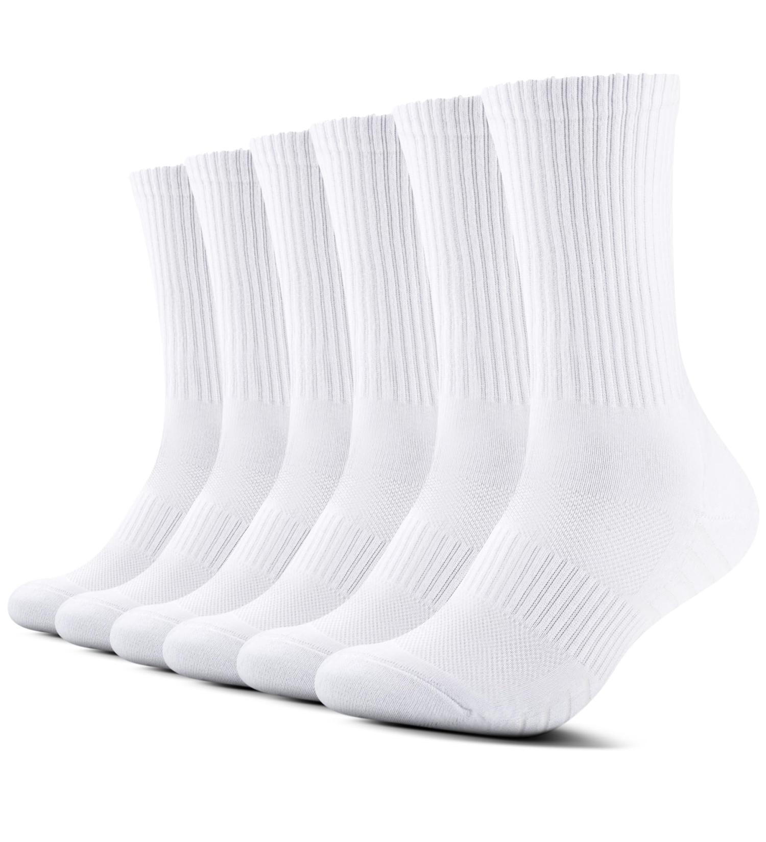 TUUHAW Tennis Socks for Men & Women - 6 Pairs Padded Running Socks in Black White & Gray (Size 39-42) - Comfortable Sports Socks - Buy Online on GoSupps.com