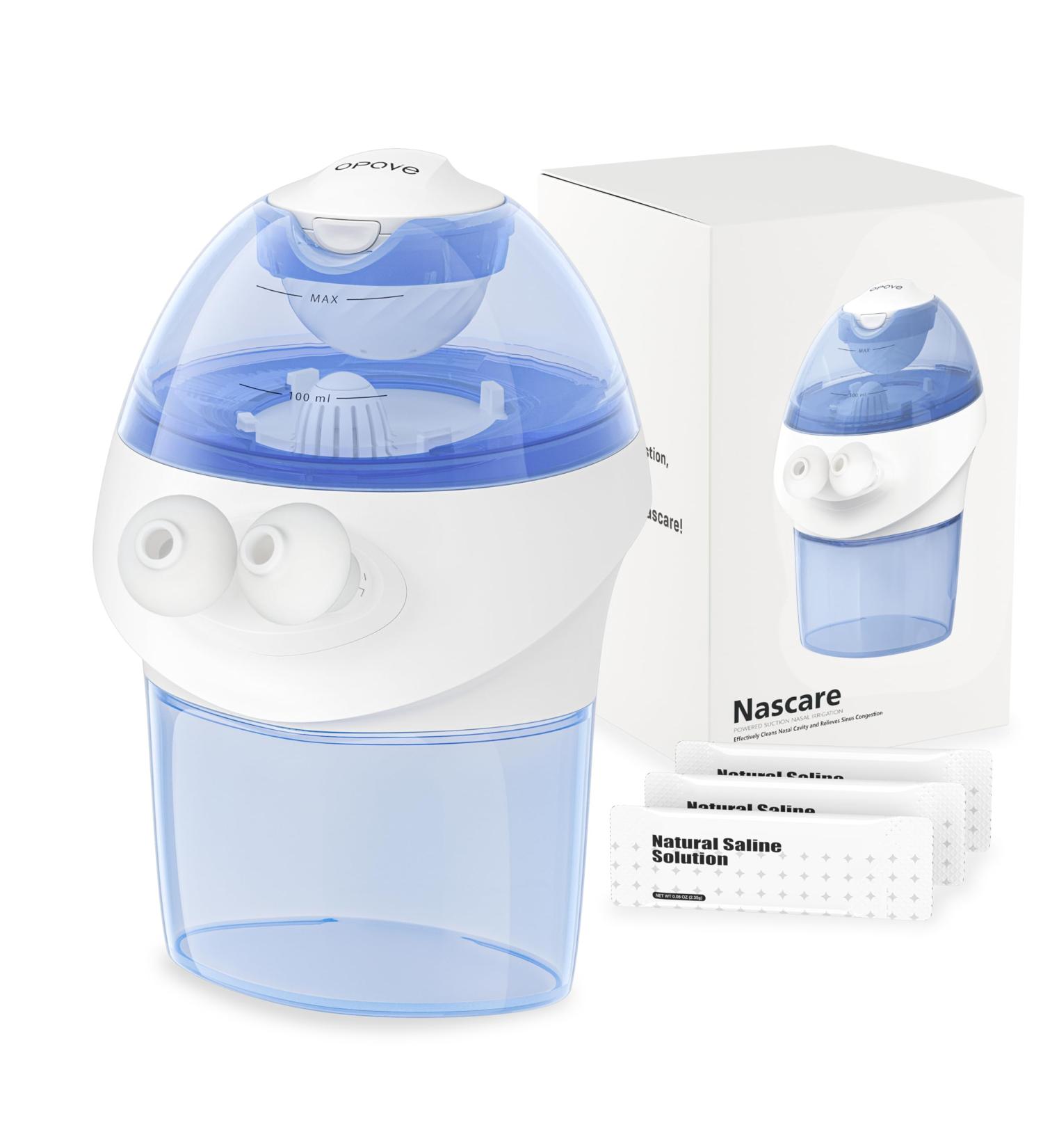 opove Nasal Irrigation System Sinus Rinse Kit with 1 Nose Cleaner & 15 Salt Packets Self-Cleaning & Automatic Waste Collection Rechargeable Sinus Rinse Bottle for Relieving Nasal Discomfort - Buy Online on GoSupps.com