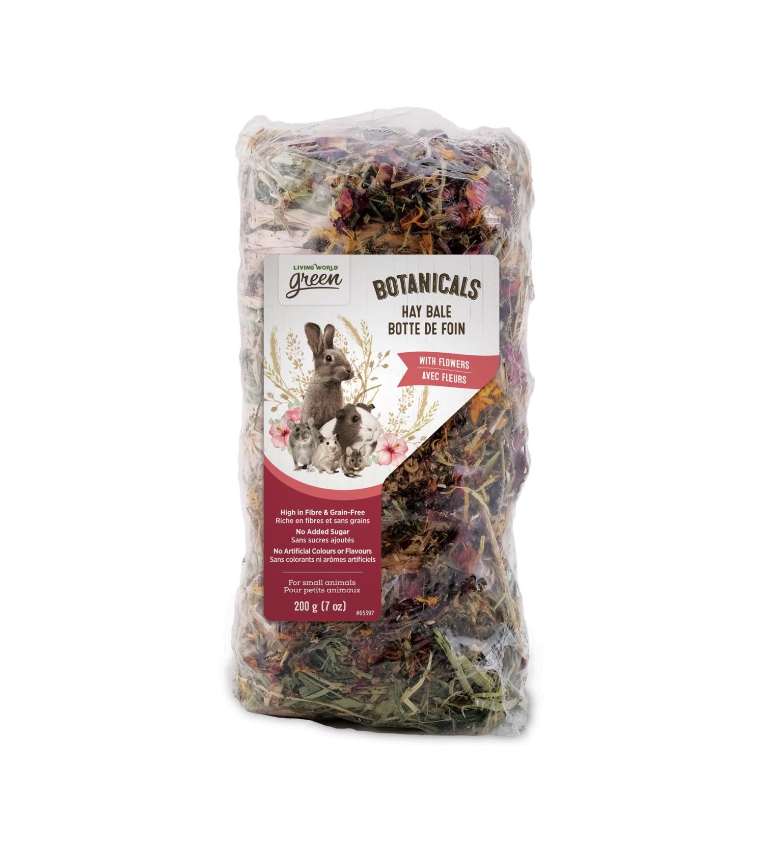 Living World Green Botanicals Hay Bale with Flowers 200 g (7 oz) - Buy Online on GoSupps.com