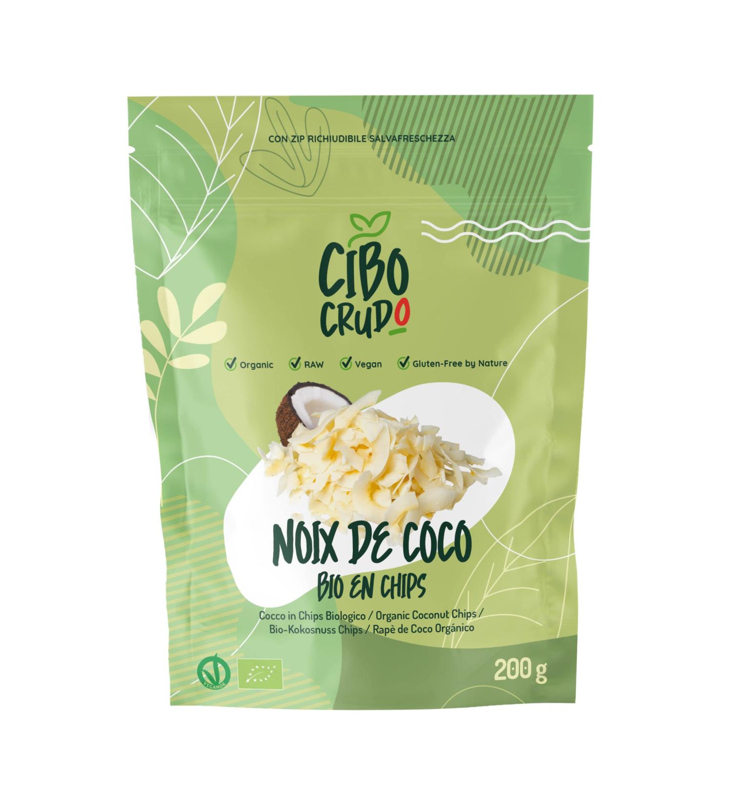 Organic Coconut Chips - 200 gr. Unsulphured and unsweetened coconut shavings. From organic farming. Sun-dried shaved coconut for snacks or sweet recipes. - Buy Online on GoSupps.com