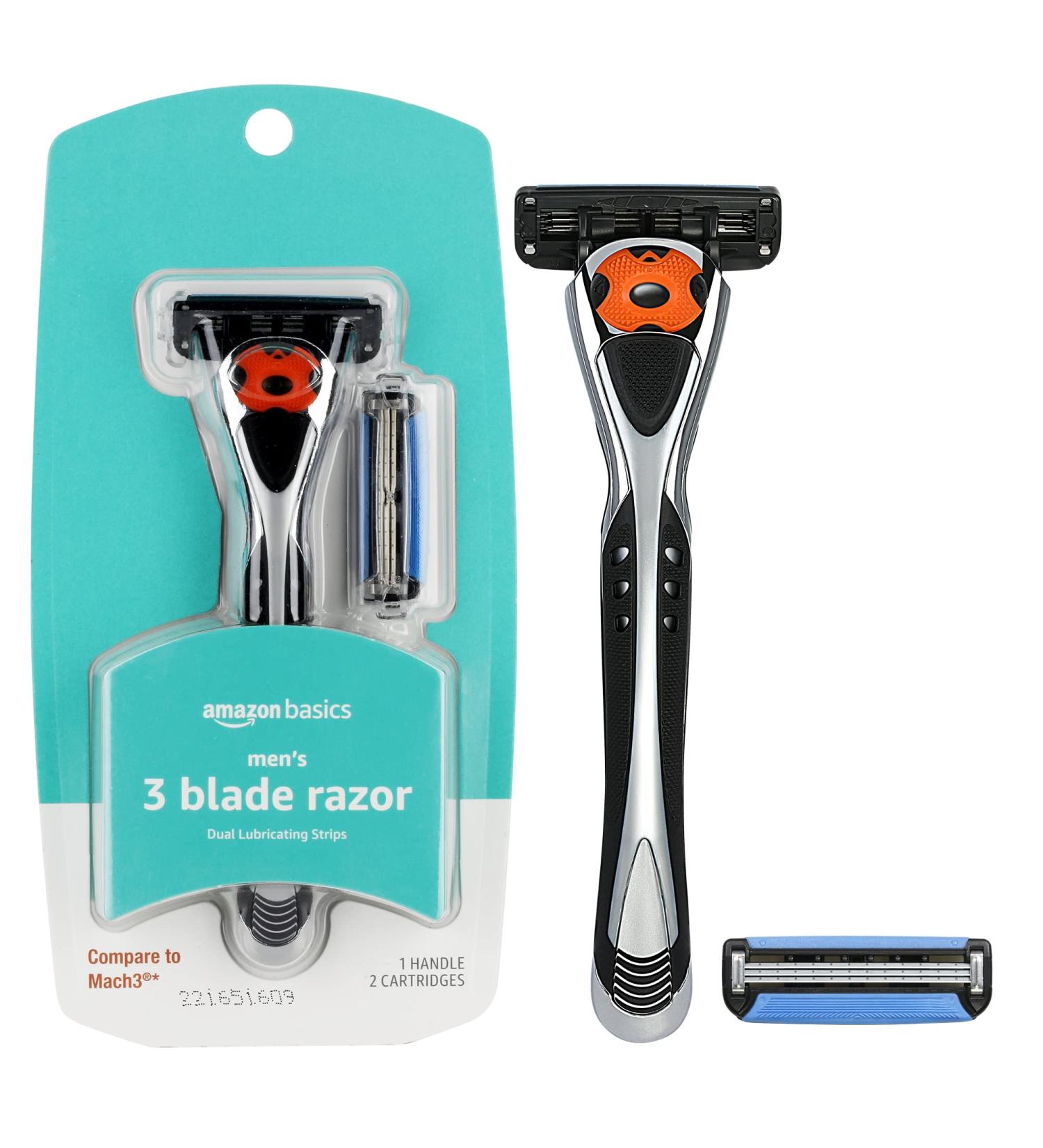 Amazon Basics Men's MotionSphere Razor with Dual Lubrication Handle & 2 Cartridges - 3 Piece Set - Buy Online on GoSupps.com