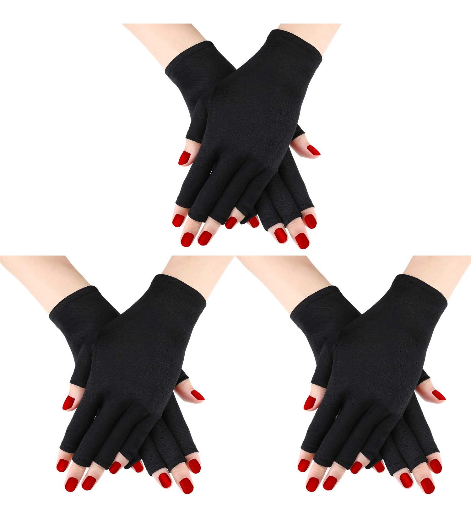 3 Pairs UV Shield Gel Manicure Gloves - Anti-UV Fingerless Protection for Hands in Front of UV Light Lamp - Color Set 1 - Buy Online on GoSupps.com