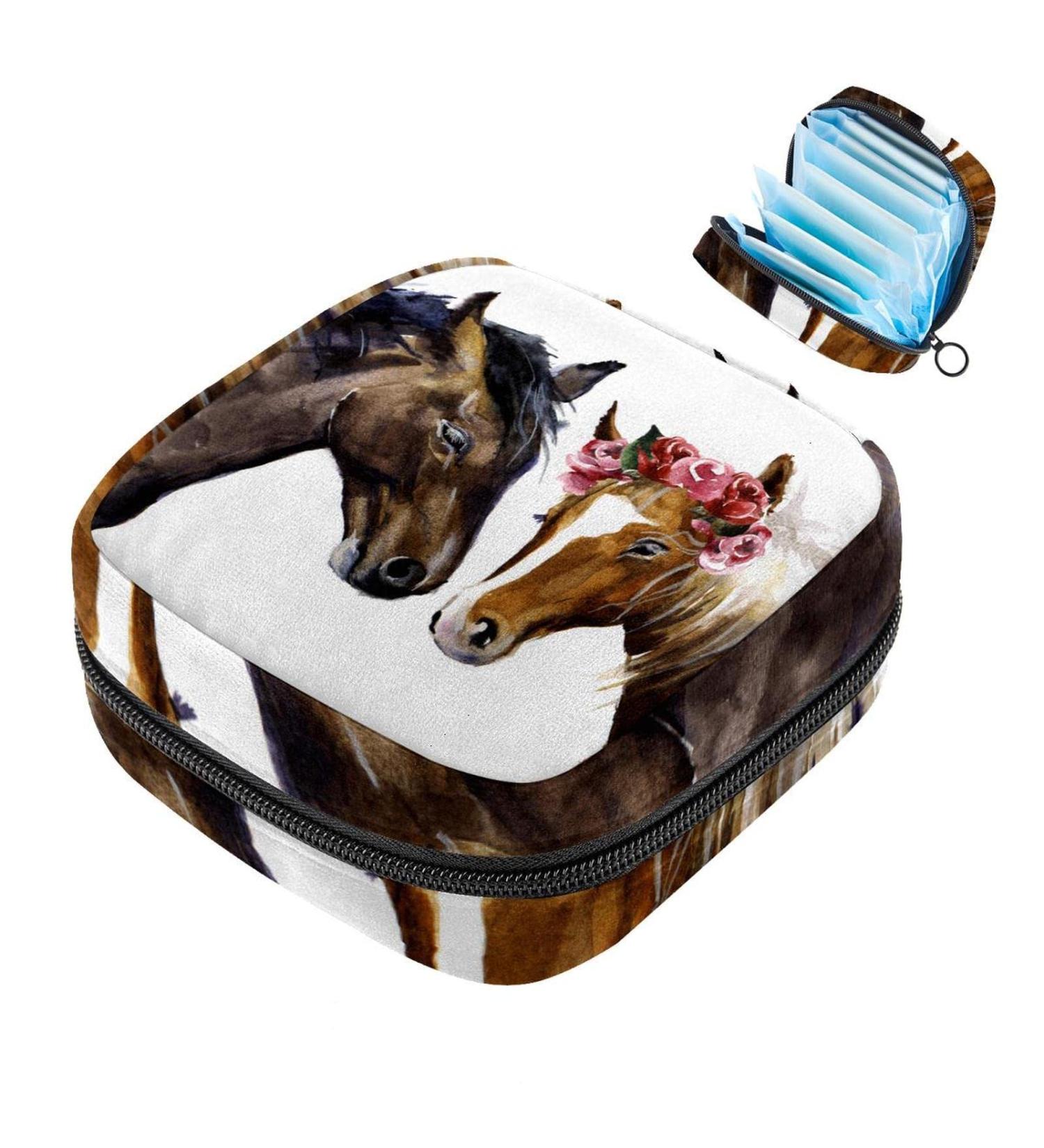 Women's Binding-Up Bags | Animal Horses Design | Tampon Storage & Zip Pockets | Multi-Functional Menstrual Bags - Buy Online on GoSupps.com