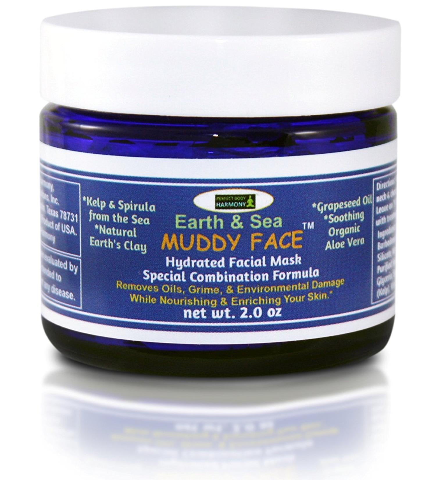 Organic Muddy Face Detox Mask - Spa Quality Facial Clay Mud with Aloe Vera Grapeseed Oil & Seaweed - 2.5 oz Jar for Radiant Skin - Buy Online on GoSupps.com