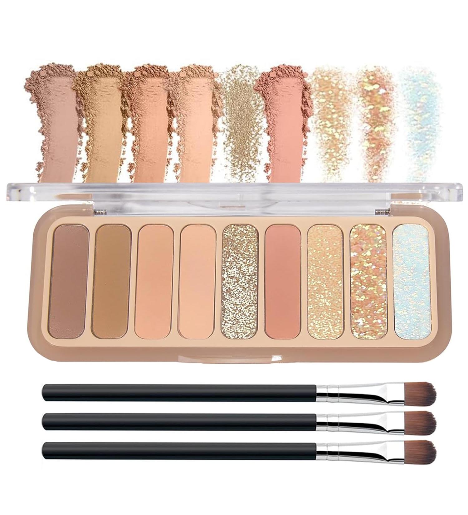 Nude Eyeshadow Palette - 9 Ultra-Blendable Matte & Shimmer Shades | Waterproof Long-Lasting Makeup with Brushes | Perfect for Women & Girls - Buy Online on GoSupps.com