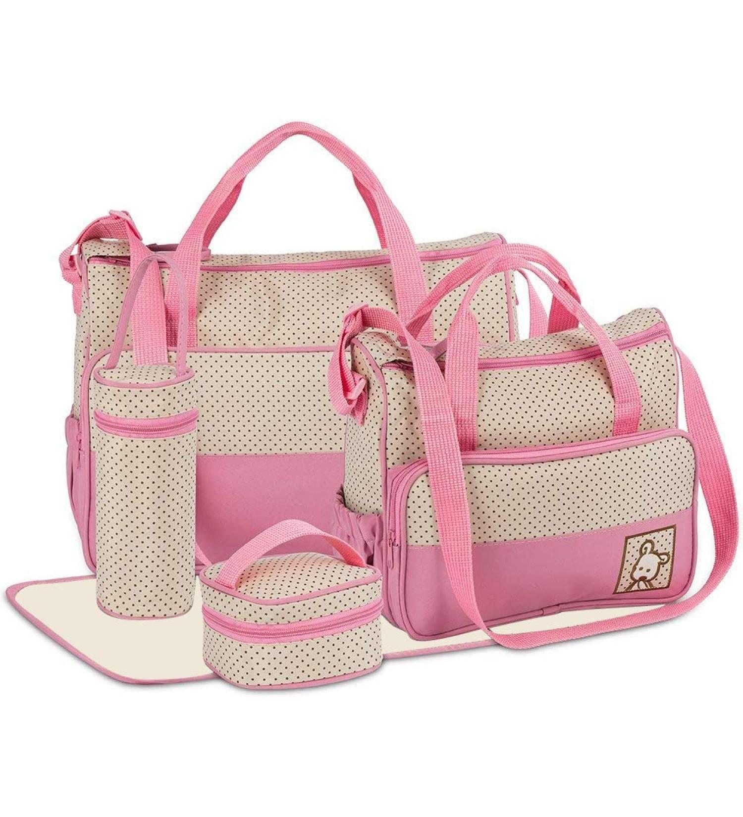 Halovie Pink Diaper Backpack - 5-Part Adjustable Multifunctional Travel Bag with Large Capacity & Baby Bottle Space - Buy Online on GoSupps.com