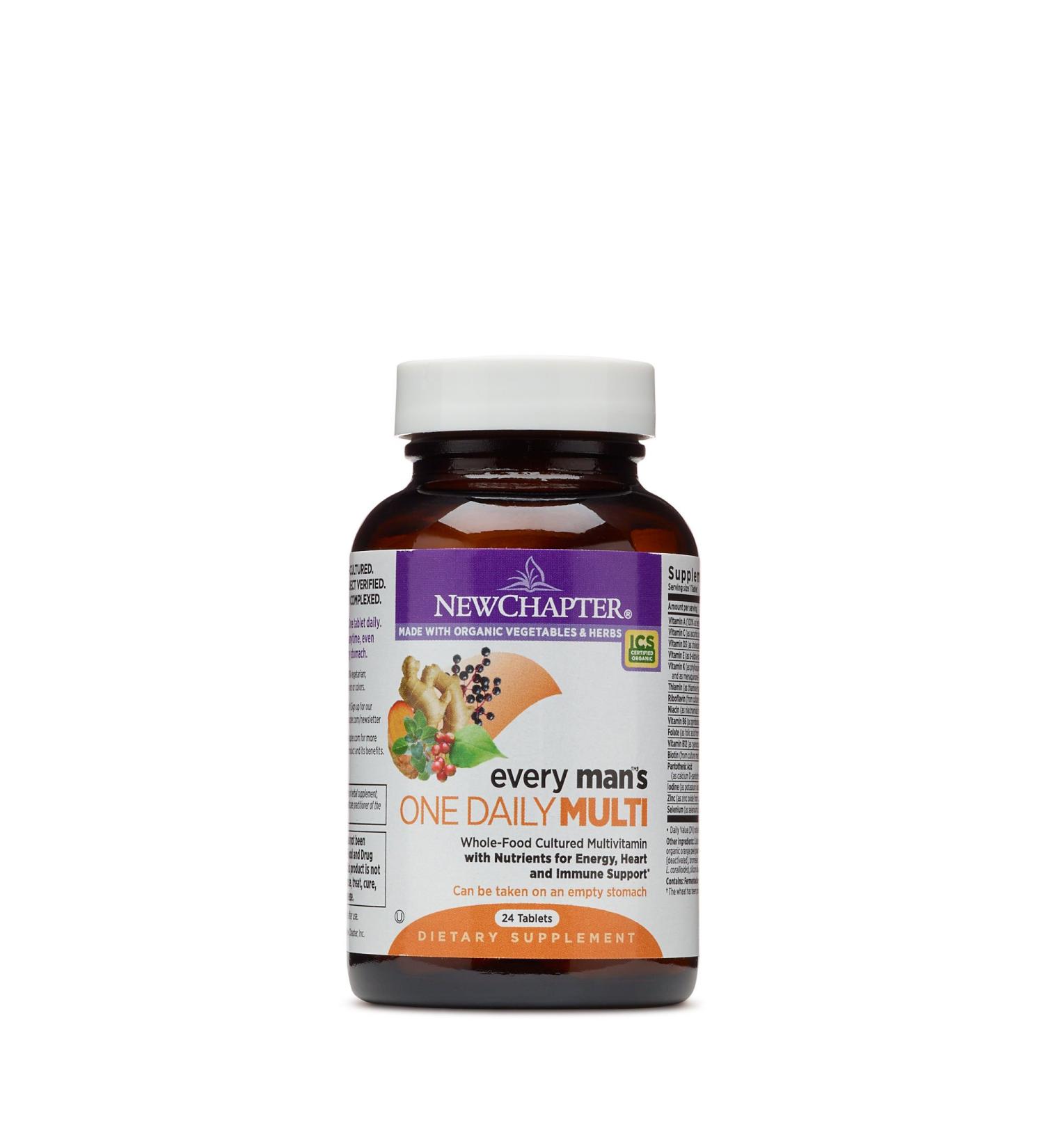 New Chapter Every Man's One Daily Men's Multivitamin Fermented with Probiotics + Selenium + B Vitamins + Vitamin D3 + Organic Non-GMO Ingredients 24 Count 24 count (Pack of 1)