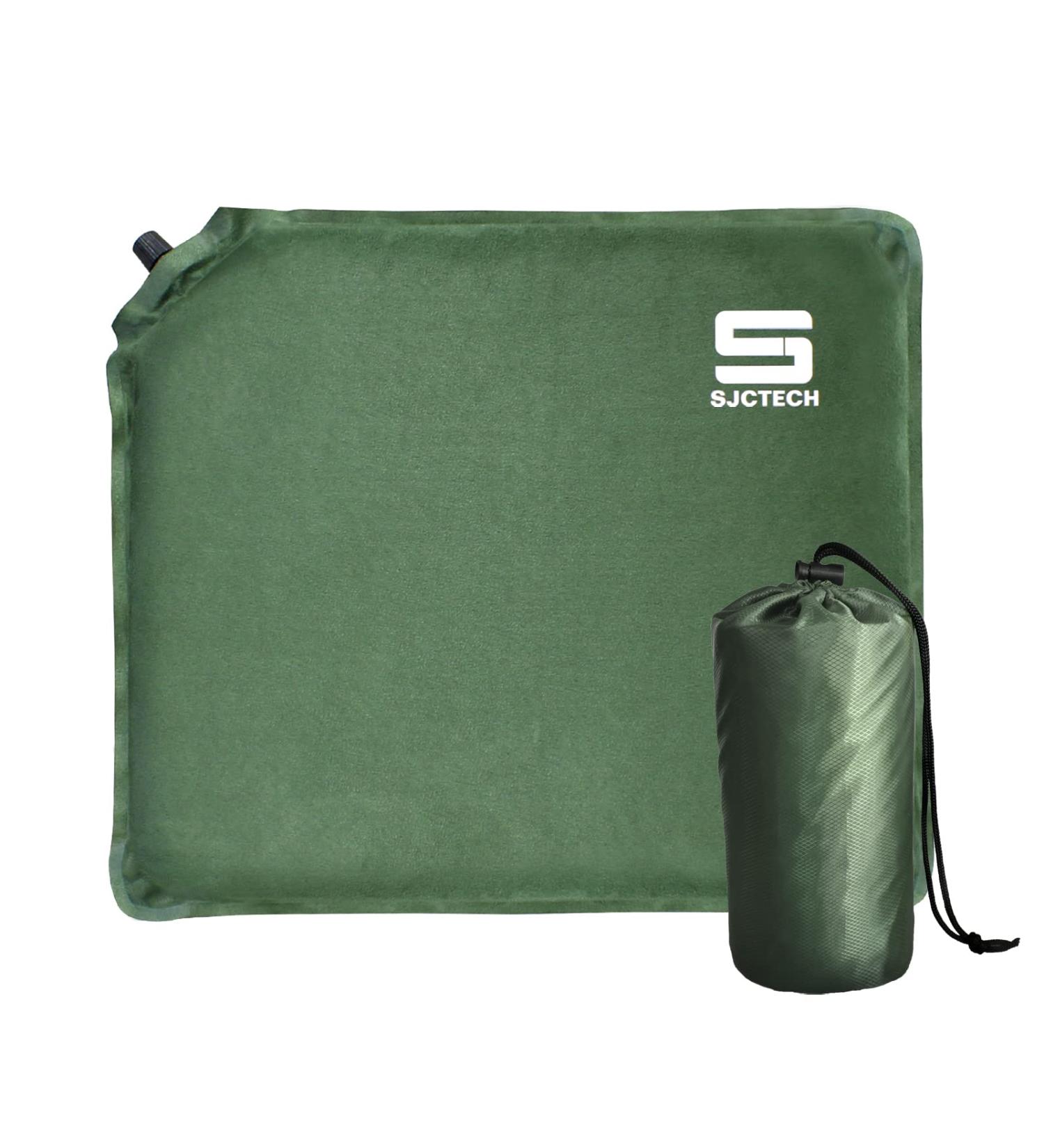 SJC Suede Inflatable Seat Cushion - Portable & Comfortable Stadium Cushion in Army Green - Buy Online on GoSupps.com