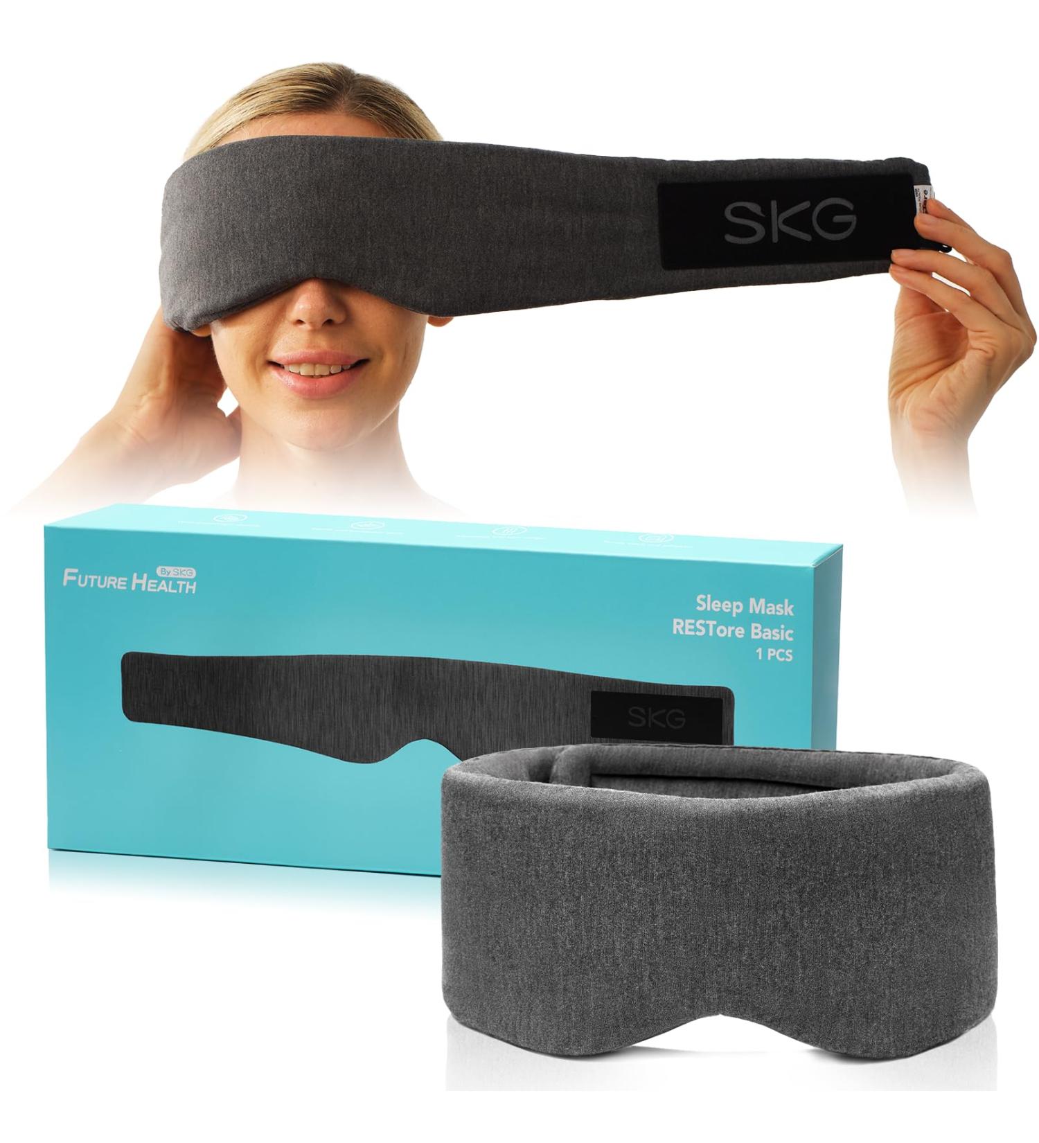 SKG Restore Sleep Mask - 100% Blackout Eye Cover for Men & Women | Essential Travel Accessory | Large Size for Optimal Comfort | Ideal for Sleep Travel Work Shifts & Gifts - Buy Online on GoSupps.com