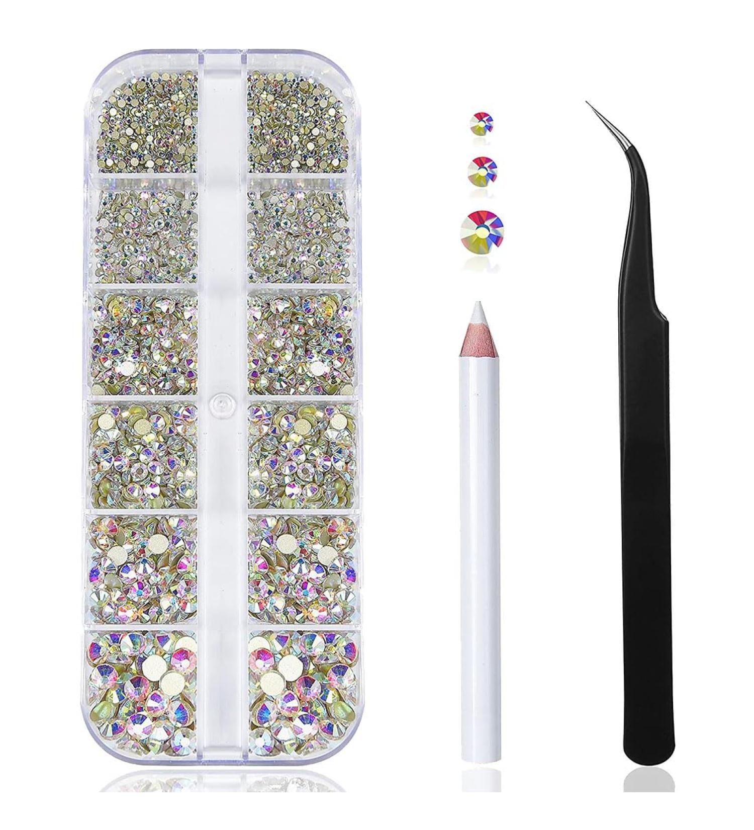 Crystal Rhinestones Nail Design Crystal Rhinestones 1440 Pieces 6 Sizes Crystal Rhinestones Nail Art Rhinestones Transparent Rhinestones with Tweezers and Storage Boxes for Nails Clothing  - Buy Online on GoSupps.com