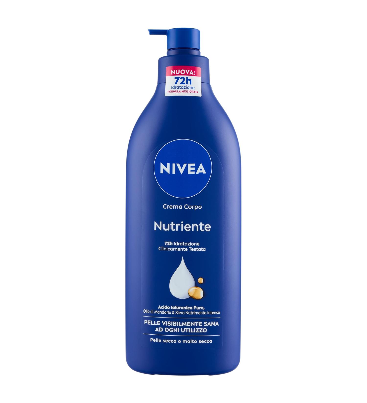 NIVEA NIVEA Nourishing Body Cream 500ml 72-hour moisturizing body cream enriched with pure hyaluronic acid almond oil and intense nourishing serum moisturizing cream for dry or very dry skin