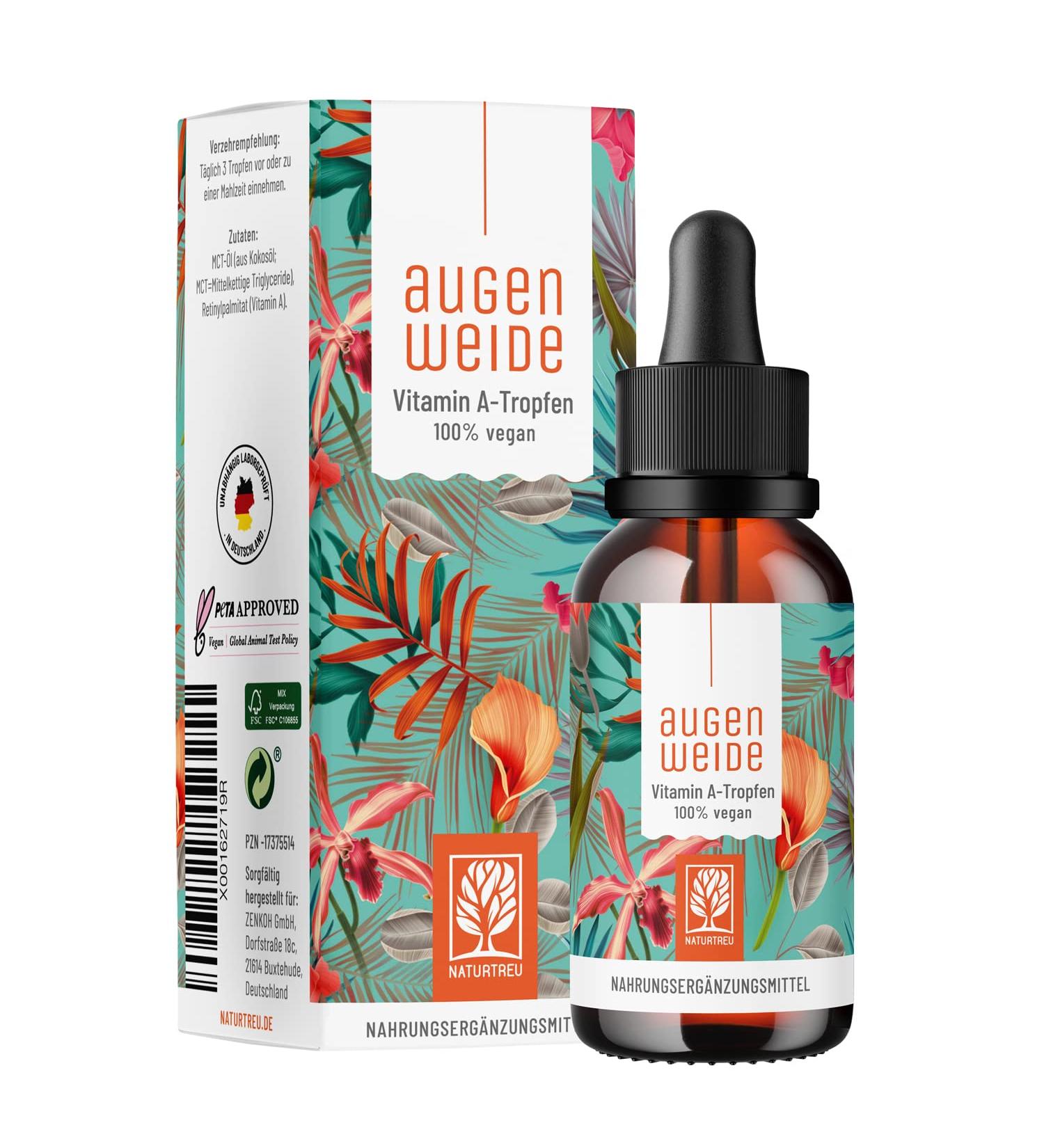 Vitamin A Drops - High Dose 5000 I.E (1500 g) - Vegan Liquid Retinol - 1700 Drops - Natural Feast 50 ml - International Shipping - Buy Online on GoSupps.com