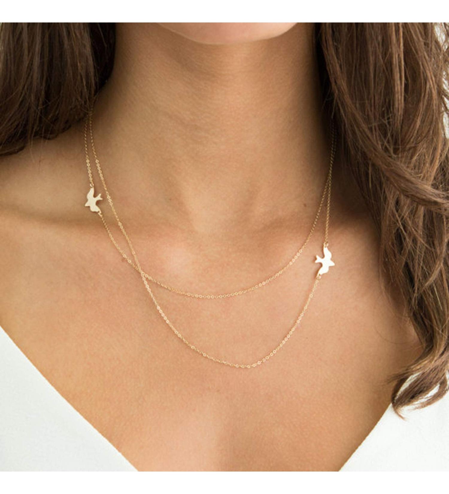 YienDoo Fashion Layered Dove Necklace - Elegant Gold Jewelry for Women & Girls - International Shipping Available - Buy Online on GoSupps.com
