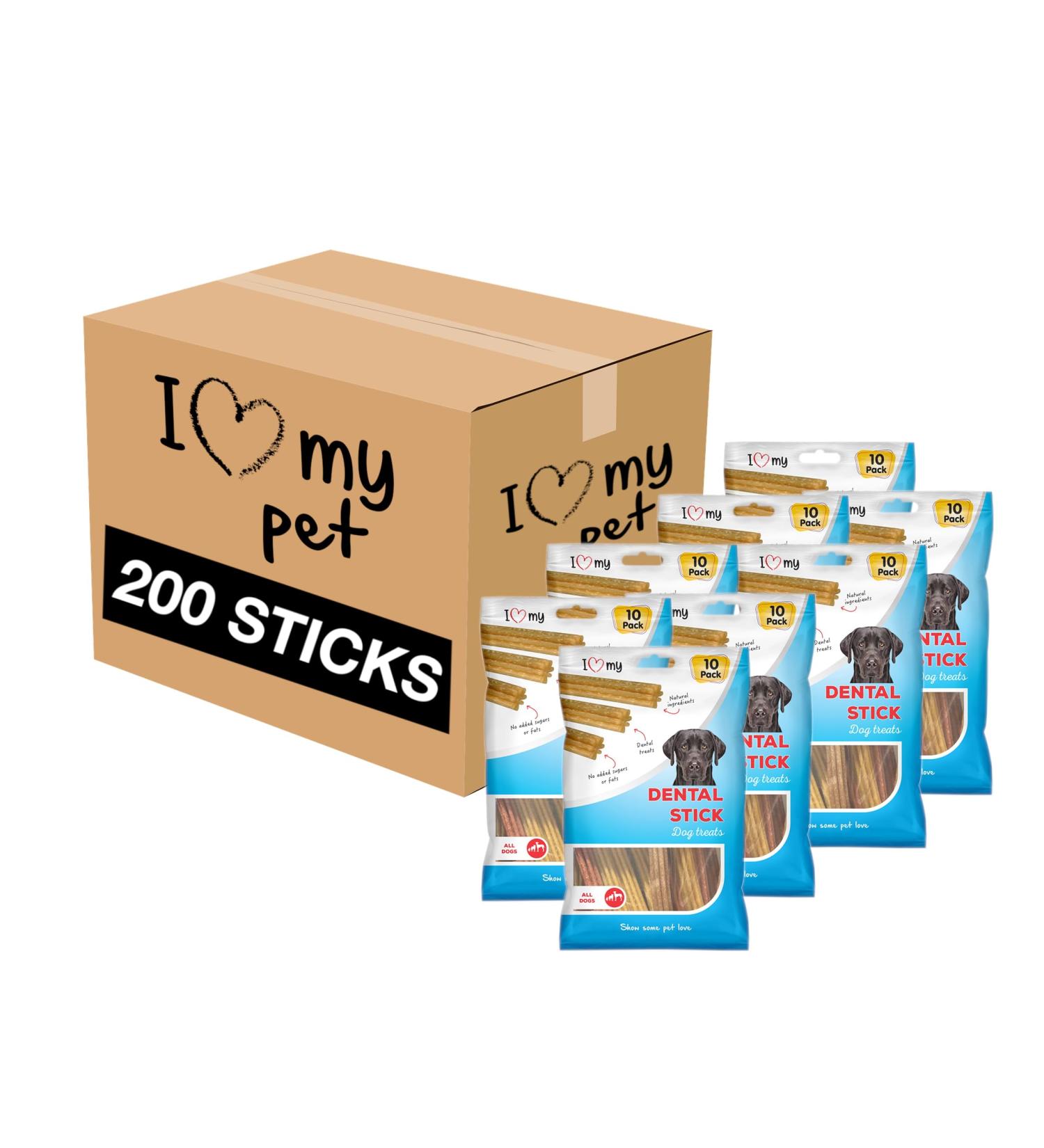 I Love My - Dental Sticks - Dog Treats - 200 Sticks - Daily Dental Chews - Pack 20 x 200g - Buy Online on GoSupps.com