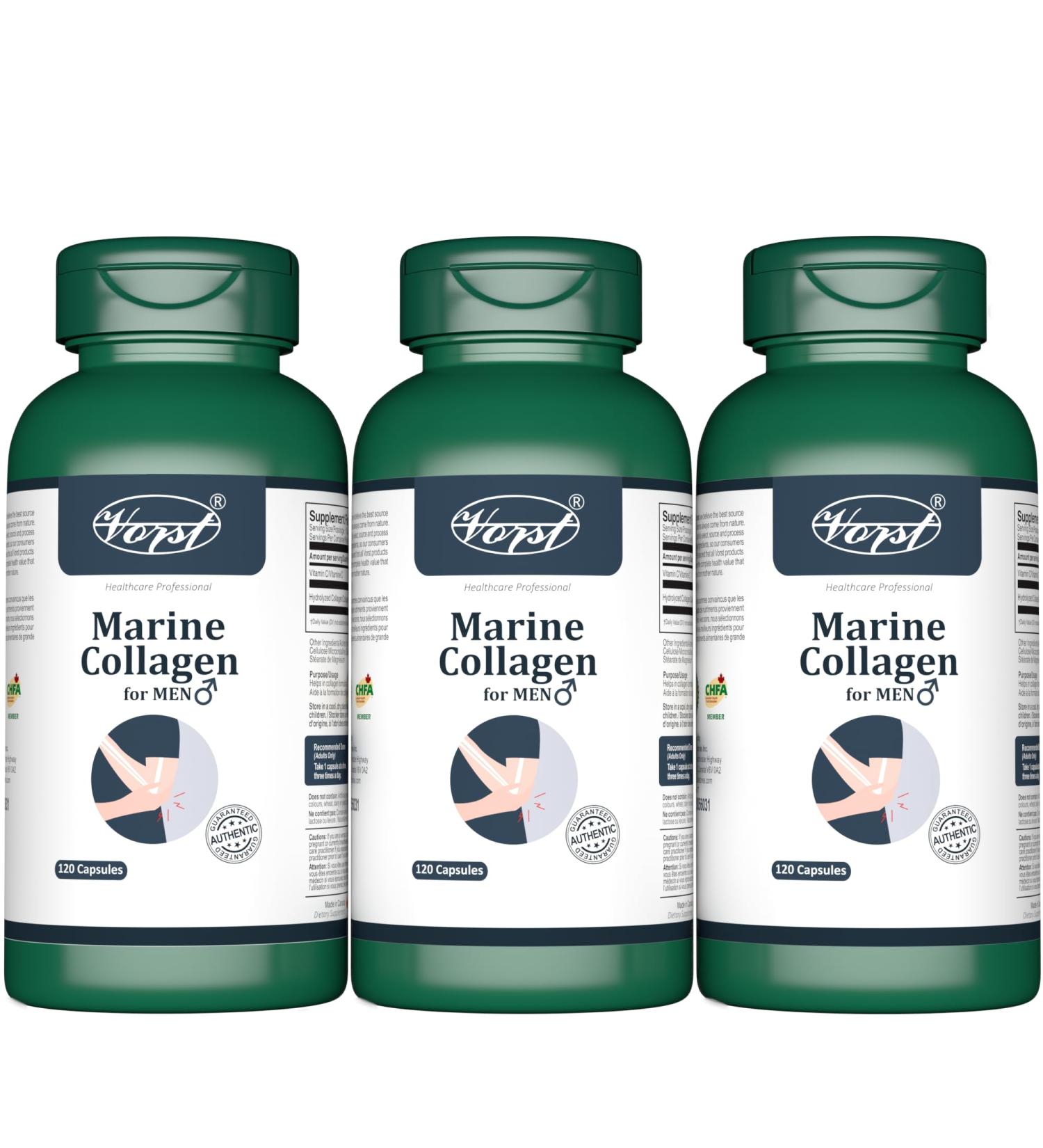 VORST Marine Collagen for Men 3 x 120 Capsules | 3 Bottles 360 count (Pack of 1) - Buy Online on GoSupps.com