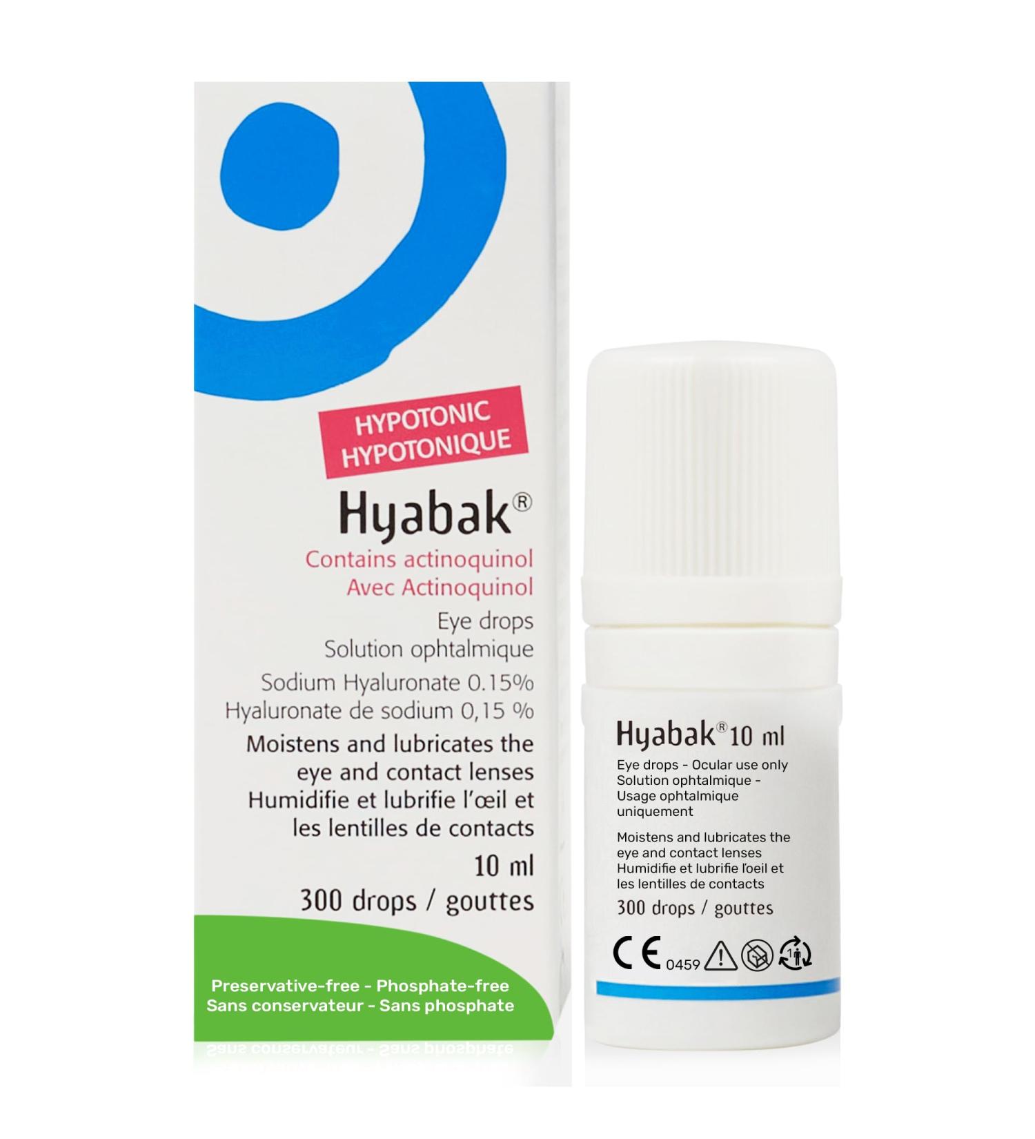 Thea Hyabak Eye Drops - Hyaluronic Acid for Dry Eyes Contact Lens Moisturizing Lubricant Occasional Dry Eye Digital Device Use Ideal for Extended Screen Use - 10 ml (300 Drops) 10 ml (Pack of 1) - Buy Online on GoSupps.com