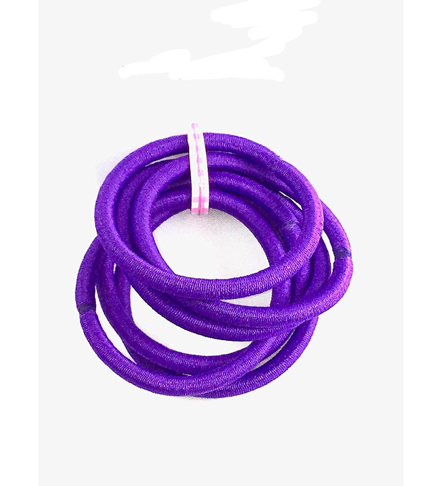 6 Hair Elastics Thick Endless No Metal Bobbles Snag Free School Bands Ponytail (Purple)