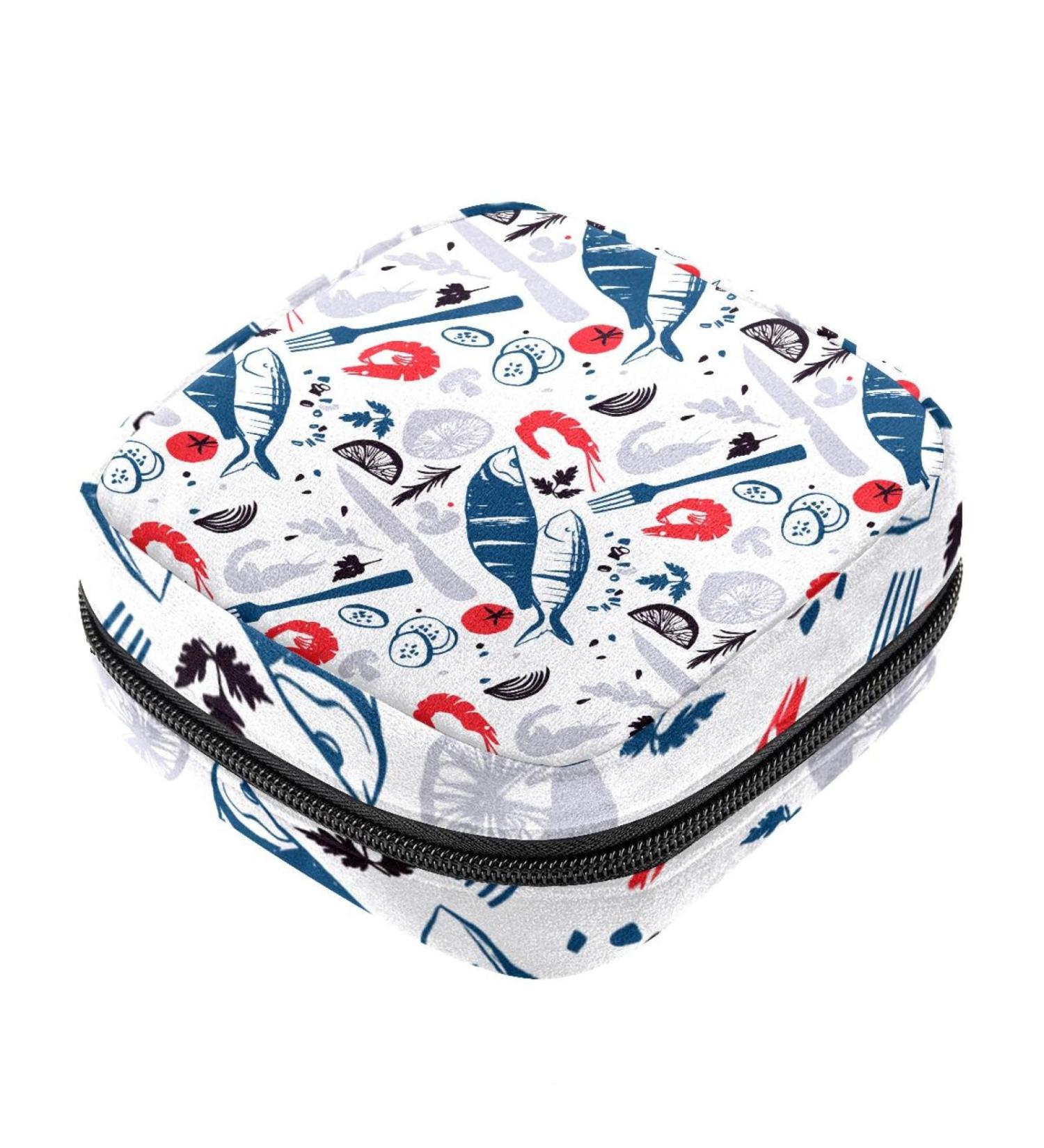 HomeDecorZone Fish Period Bag - Portable Sanitary Napkin Storage Pouch for Teen Girls - Multicoloured Feminine Product Organizer - Buy Online on GoSupps.com