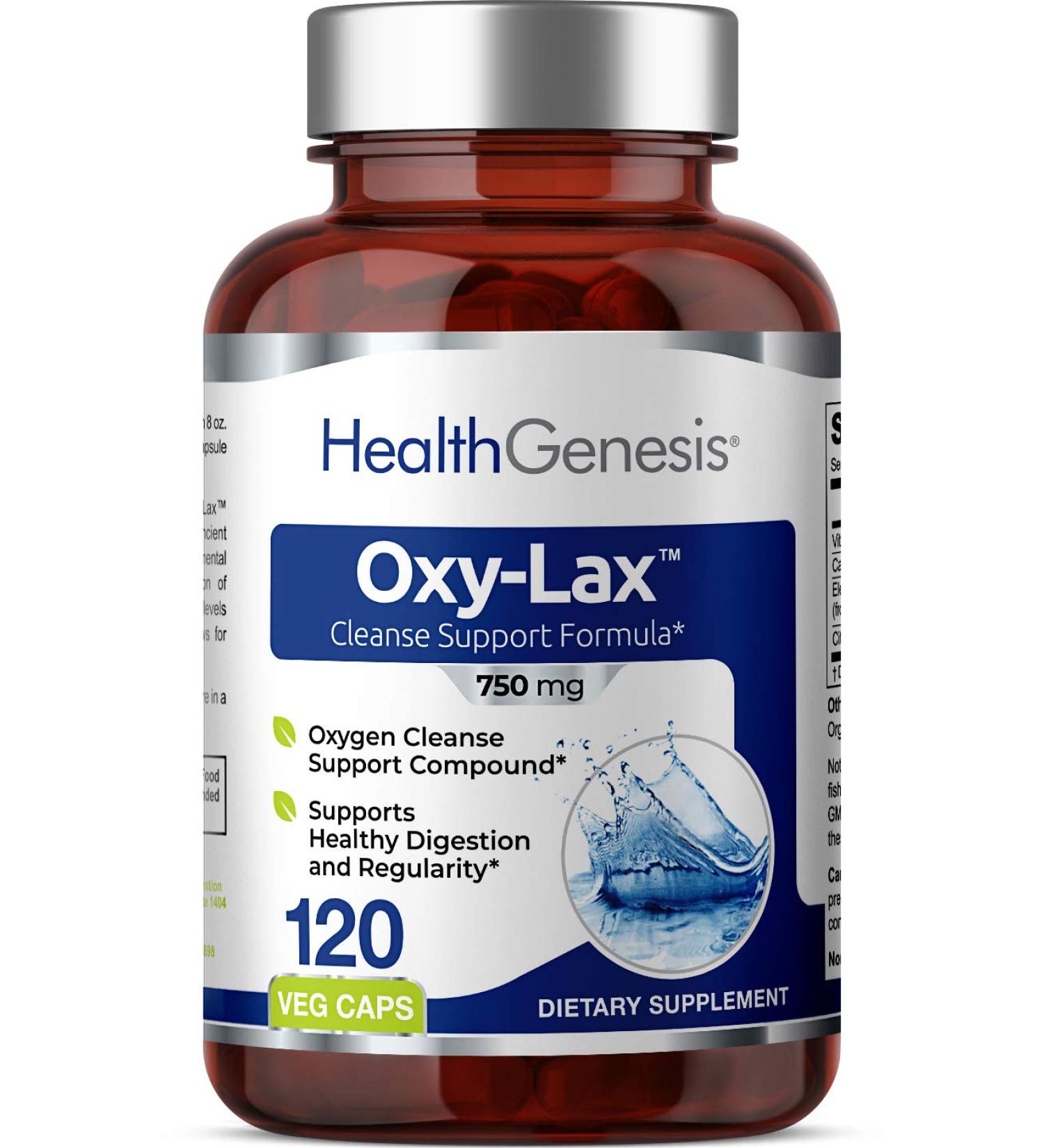 Oxy-Lax 750 mg - Natural Magnesium Oxide Oxygen-Based Colon Cleanse | Gentle Laxative for Healthy Digestive Regularity | 120 Vcaps - Shop Internationally - Buy Online on GoSupps.com