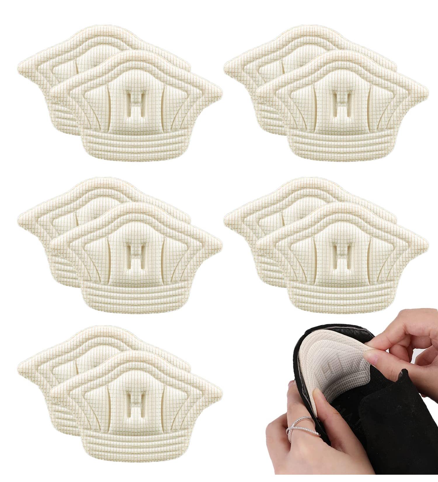 Vucdxop heel cushion for too large shoes shoe cushion shoe heel sticker heel protection heel protection adjustable size heel pillow Suitable for most shoe types 5 pieces apricot 10mm