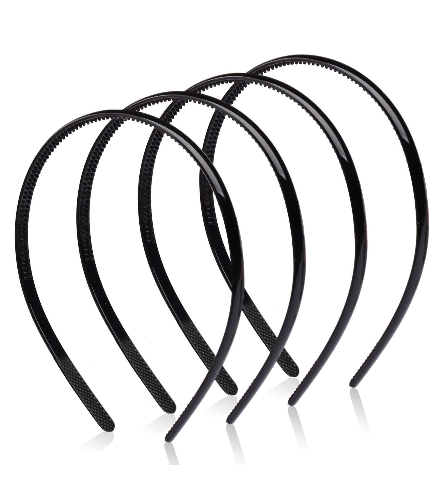 4 pcs Plastic Headband Black Headbands Thin Teeth Skinny Hairbands Soft Non Slip Outdoor Sports Hair Bands for Mens Women's Girls (8mm Wide) - Buy Online on GoSupps.com