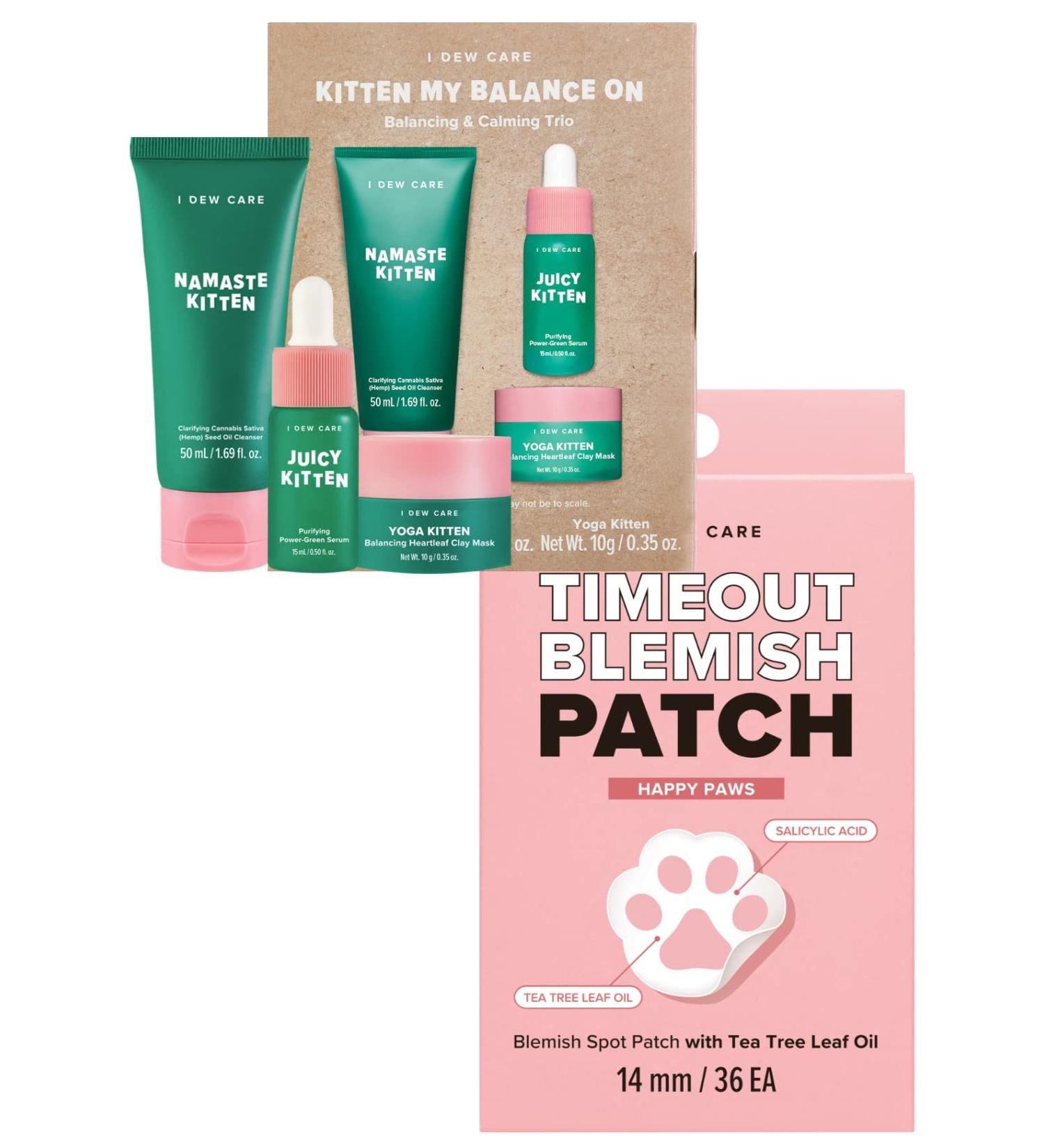 I DEW CARE Hydrocolloid Acne Pimple Patch - Timeout Blemish Happy Paws | 36 Count + Skin Care Set - Kitten My Balance On Bundle - Buy Online on GoSupps.com